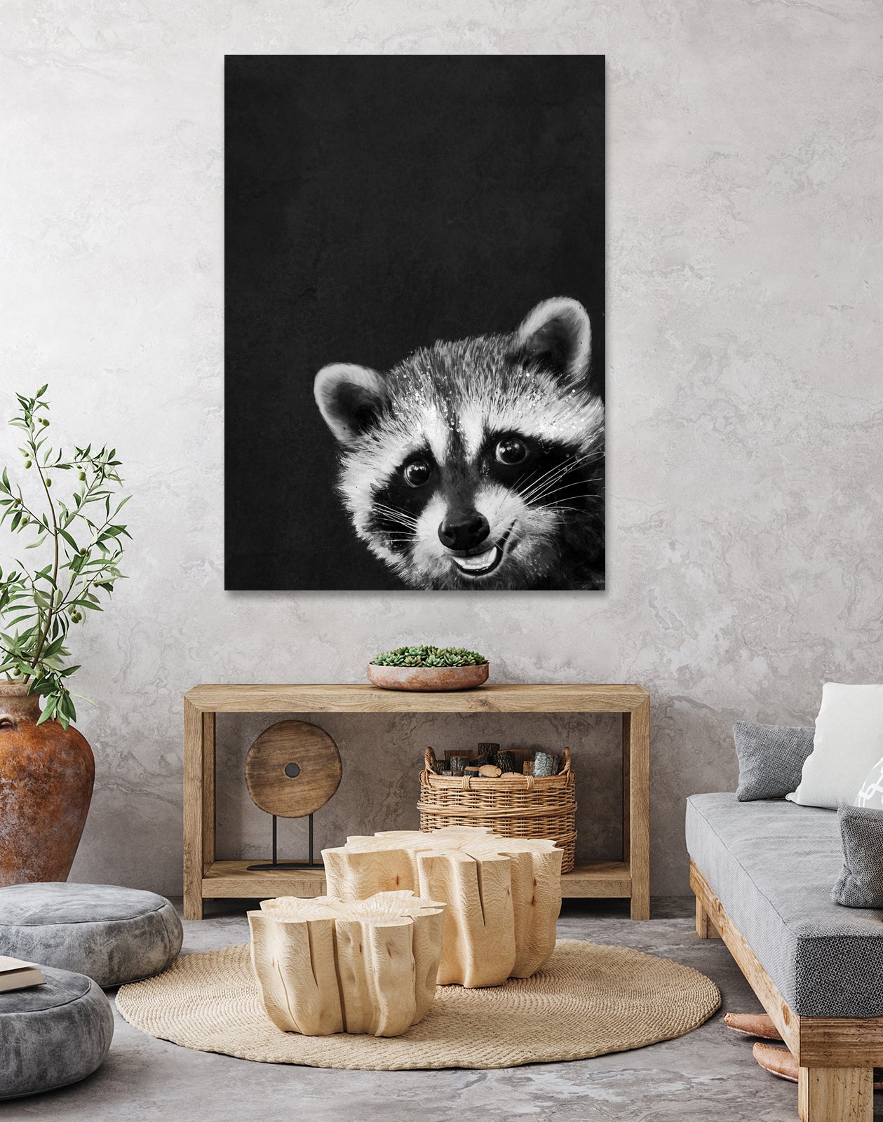 raccoon---I-m-not-sleepy- by Laura Graves on GIANT ART - black photo illustration