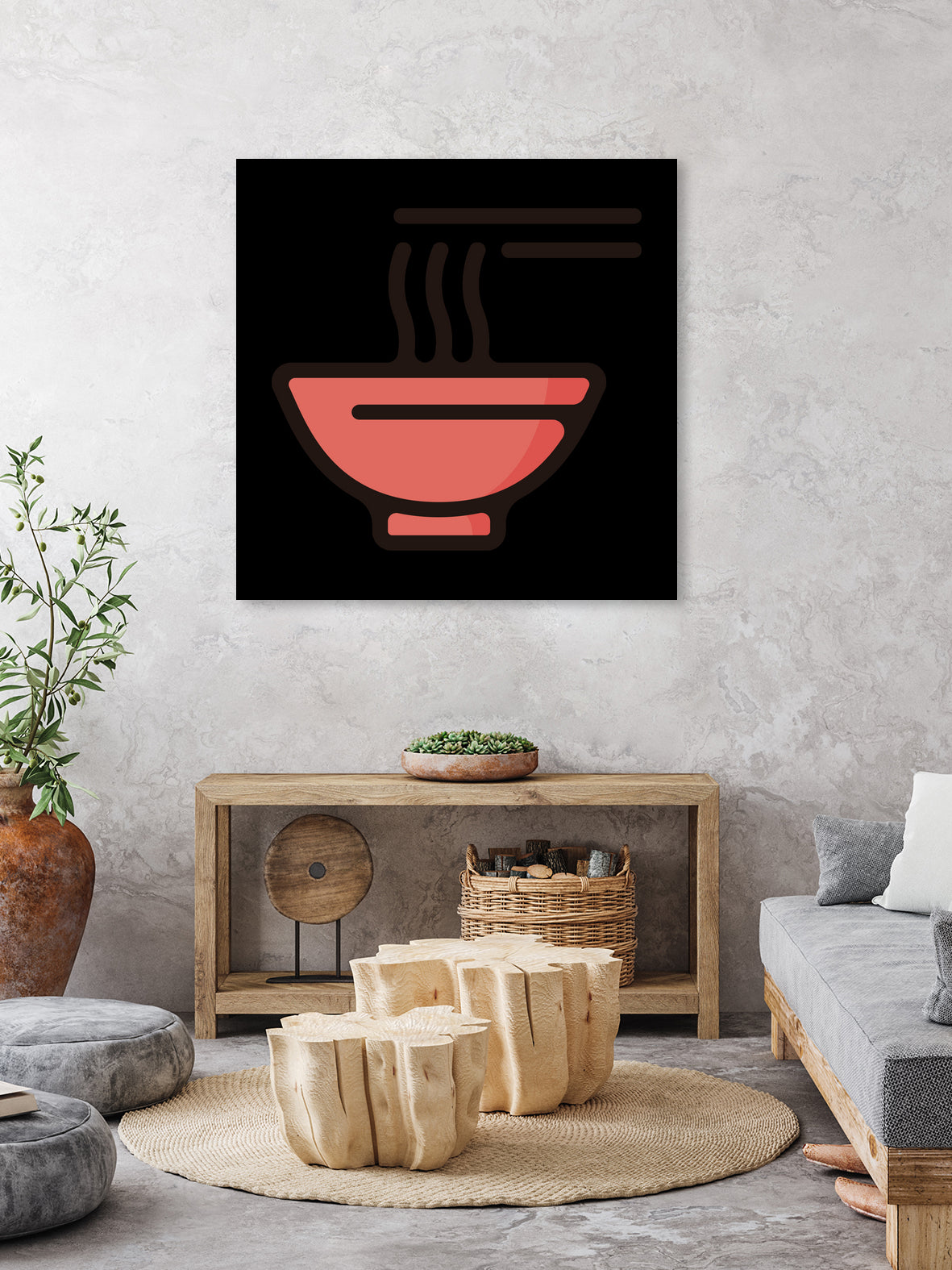 Ramen : Minimalistic icon series by Satoshi Kikyo on GIANT ART - red digital painting