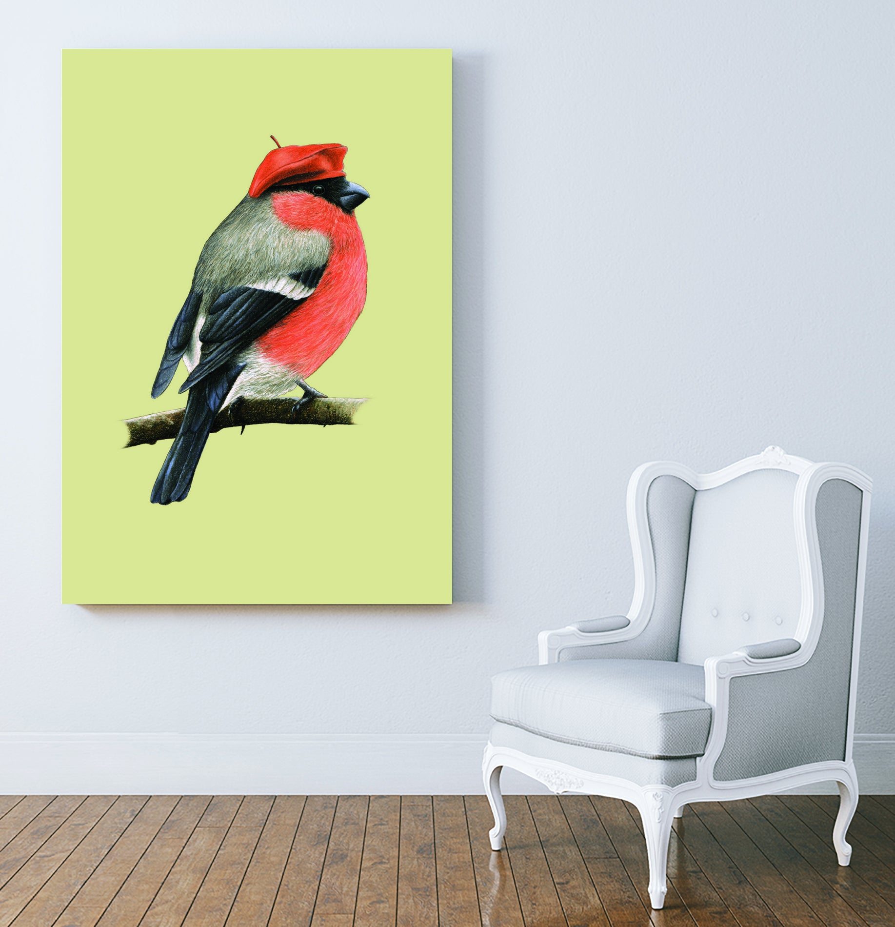 Eurasian bullfinch by Mikhail Vedernikov on GIANT ART - orange mixed media