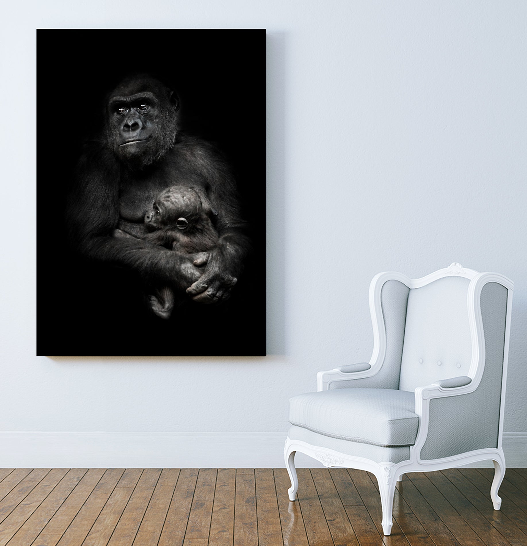 monkey mother by Michael Semenov on GIANT ART - black photo illustration