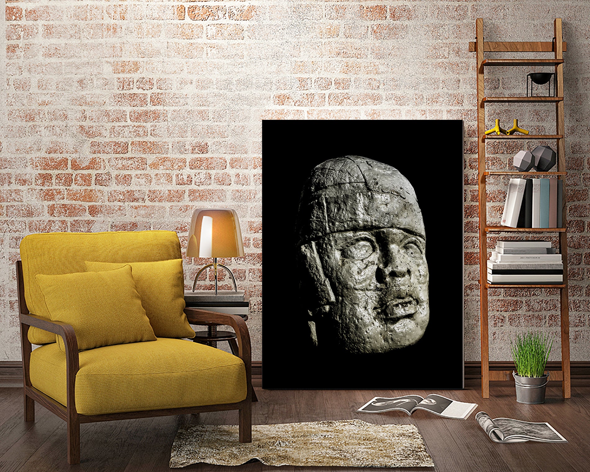 Mexican Pre Hispanic Head Sculpture Poster by Daniel Ferreira-Leites on GIANT ART - black photo illustration