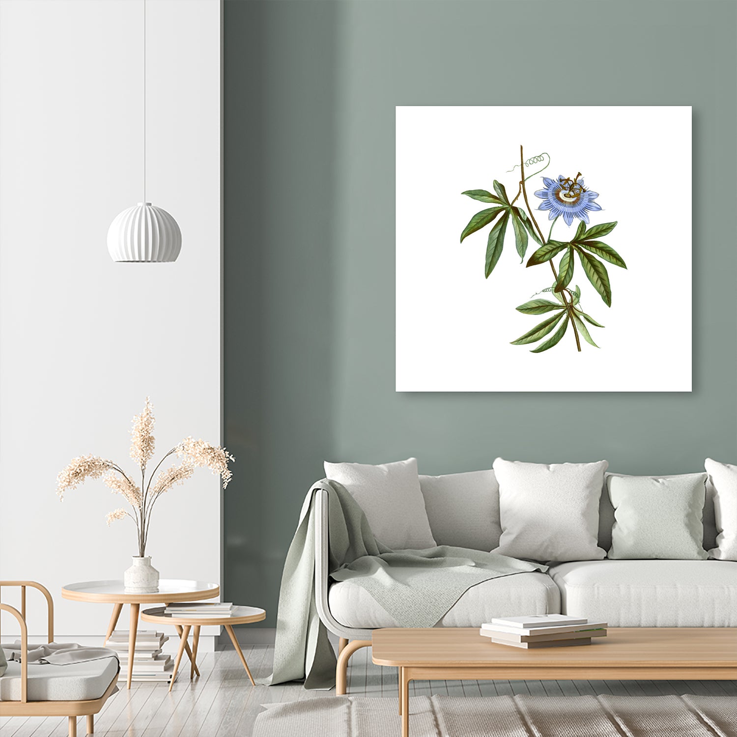 Vintage Blue Passionflower Botanical Illustration by Raul Andre Petrasanta on GIANT ART - blue mixed media