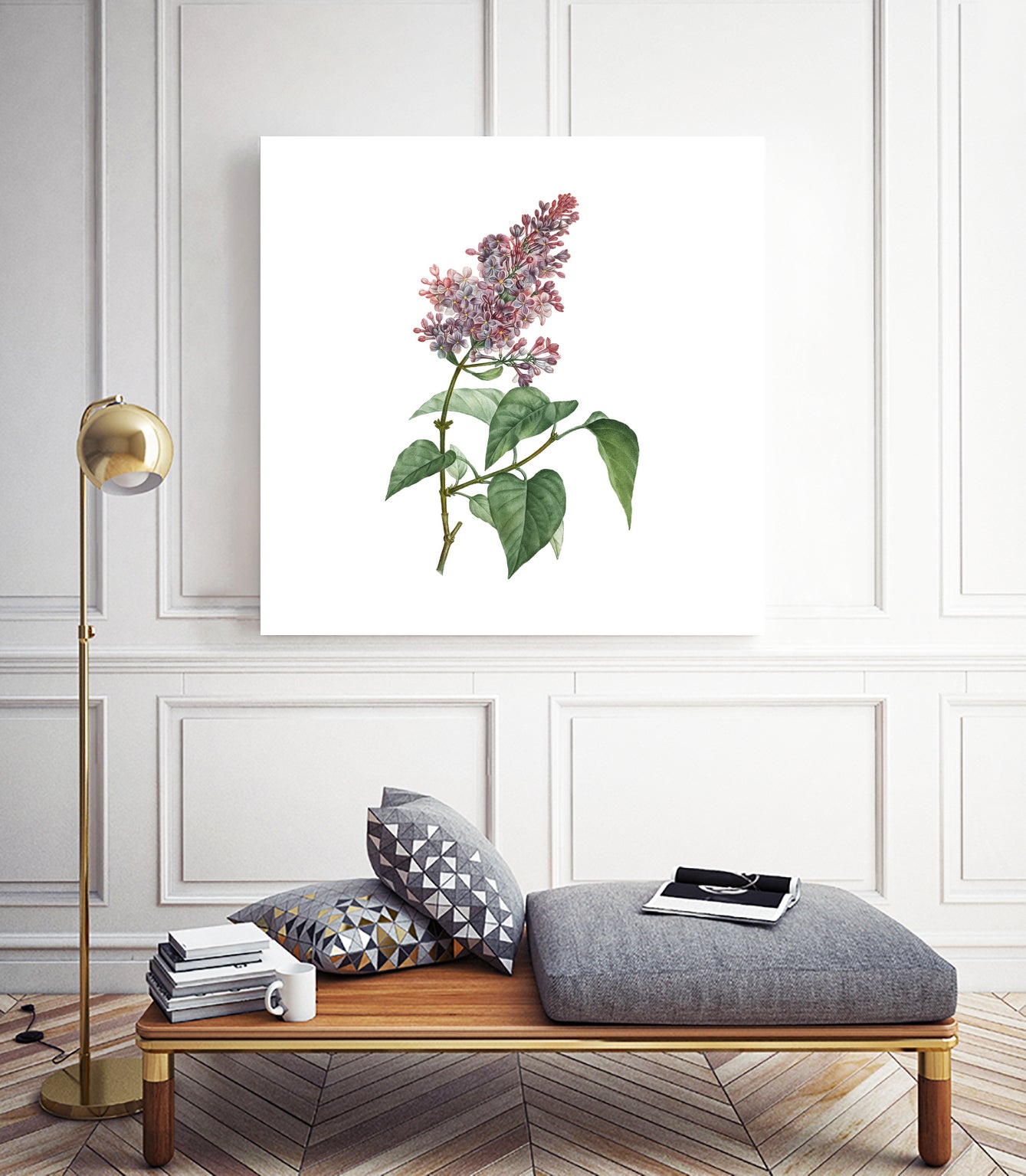 Vintage Common Pink Lilac Plant Botanical Illustratio by Raul Andre Petrasanta on GIANT ART - pink mixed media