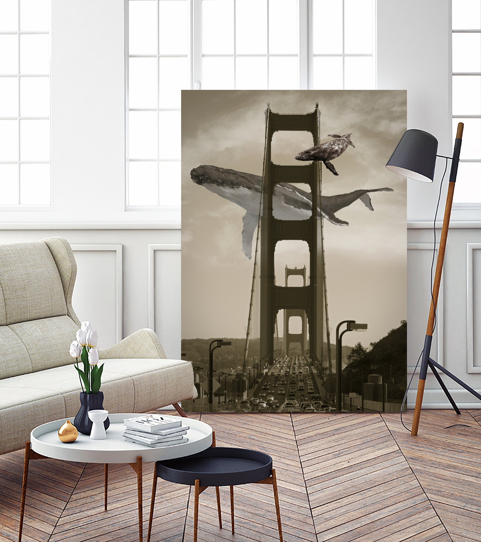 Whale Watching at the Golden Gate Bridge by David Loblaw on GIANT ART - gray photo illustration