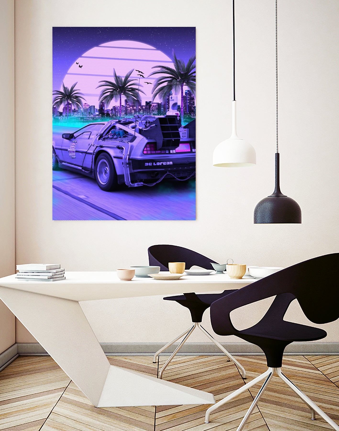 80s Delorean Cars by Muhammad Daffa Umar on GIANT ART - fuchsia photo manipulation