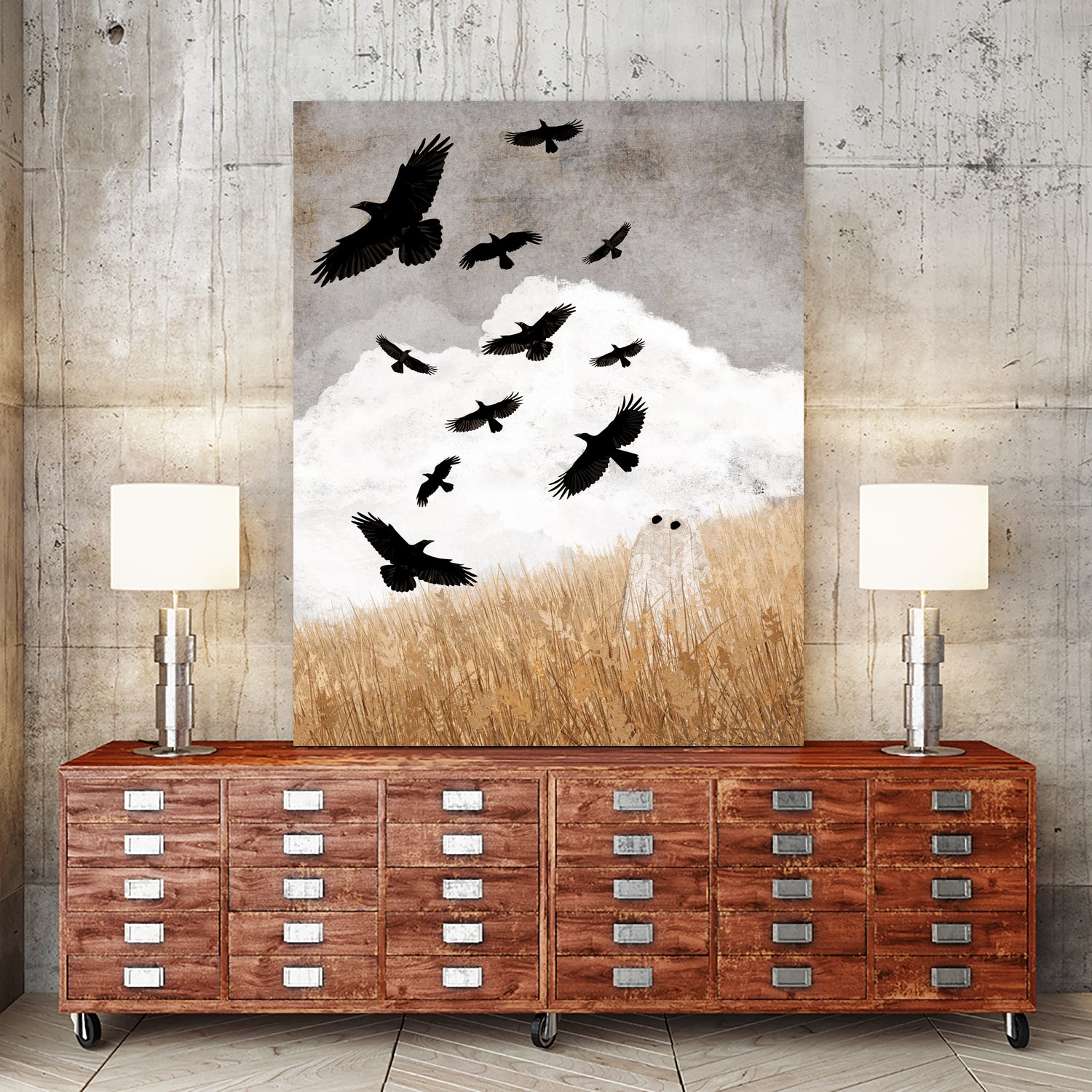 Walter and The Crows by Katherine Blower on GIANT ART - gray digital painting