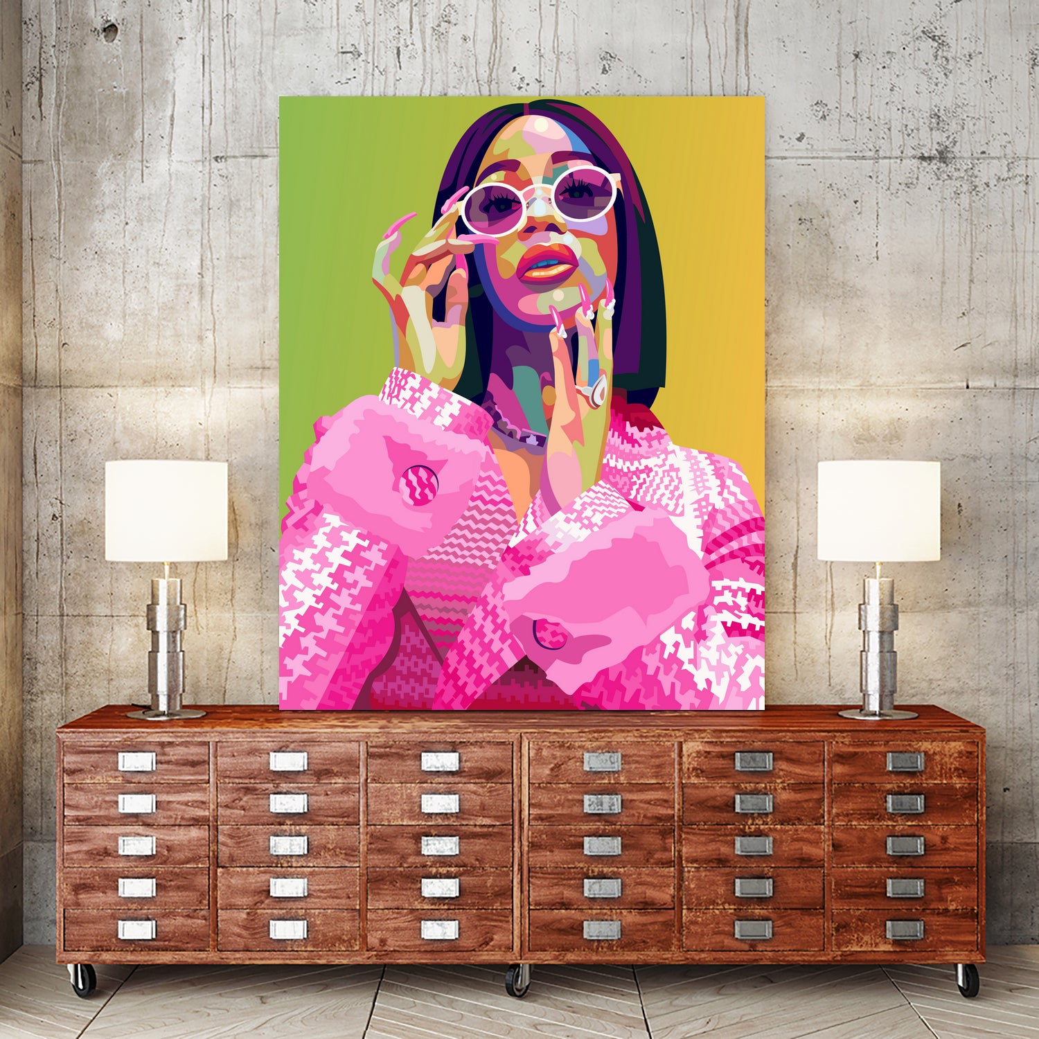 Cardi B Poster Print, Colorful Pop-Art, Wall Art Gift by kim huynh on GIANT ART - pink digital painting