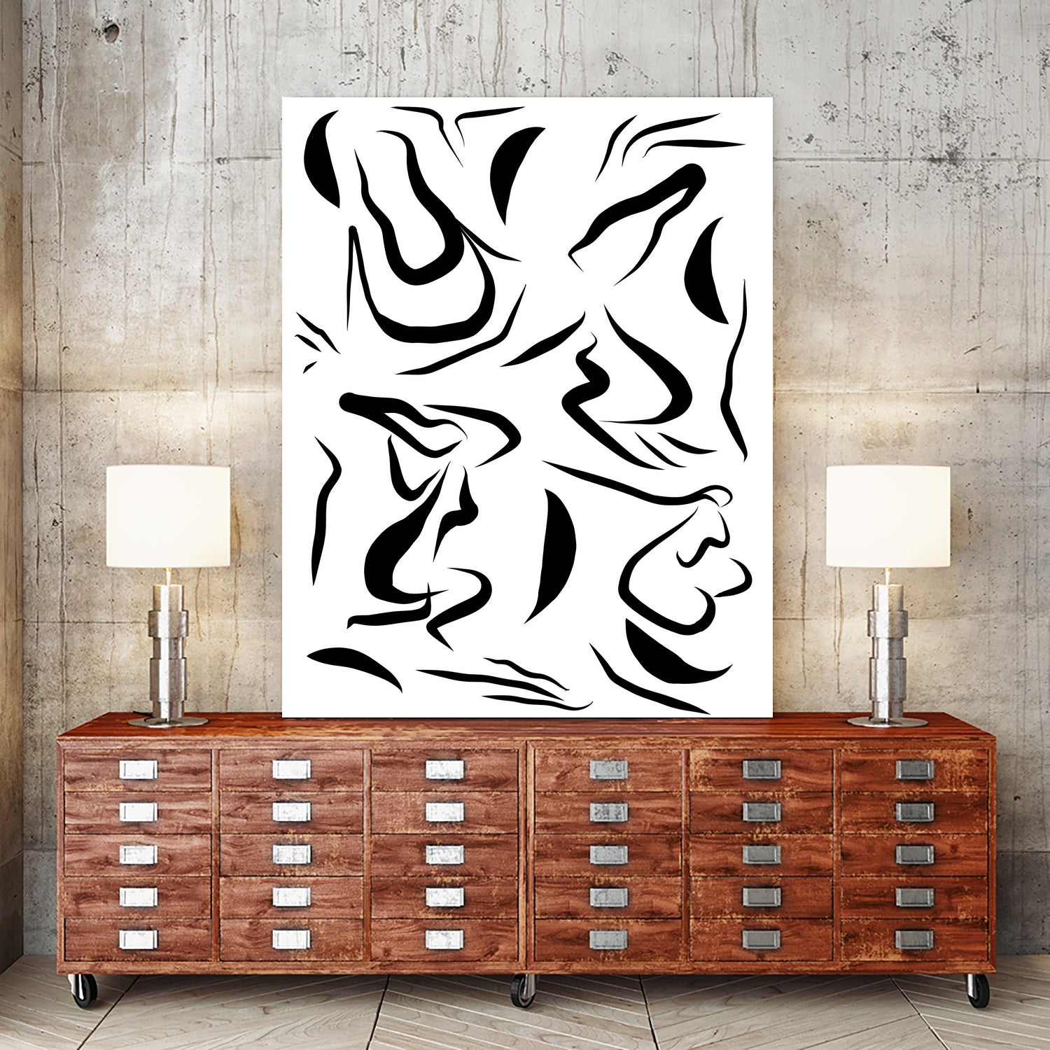 Natural Women Black & White Line-art Pattern by Dominique Van Roey on GIANT ART - white digital drawing