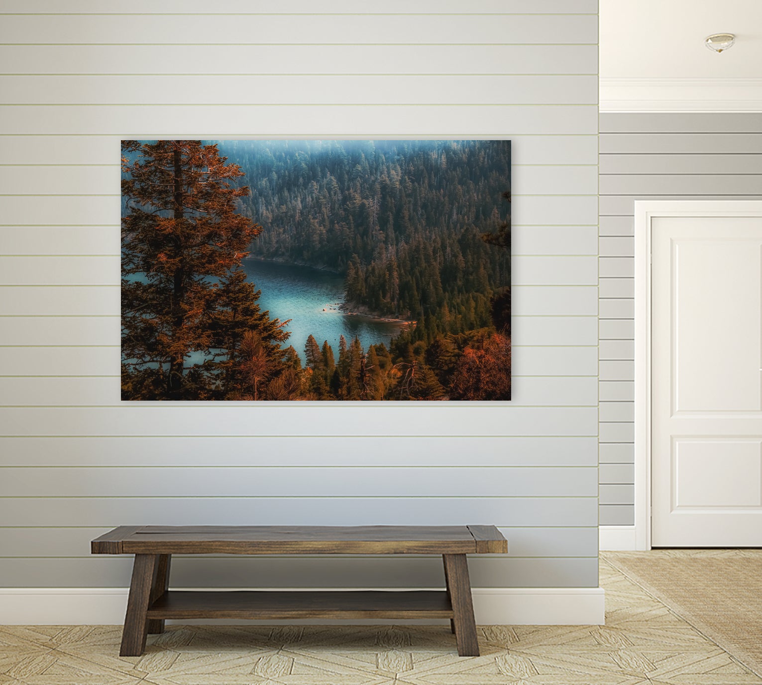 pine tree at Emerald Bay Lake Tahoe California USA by sutee monchitnukul on GIANT ART - red photo manipulation