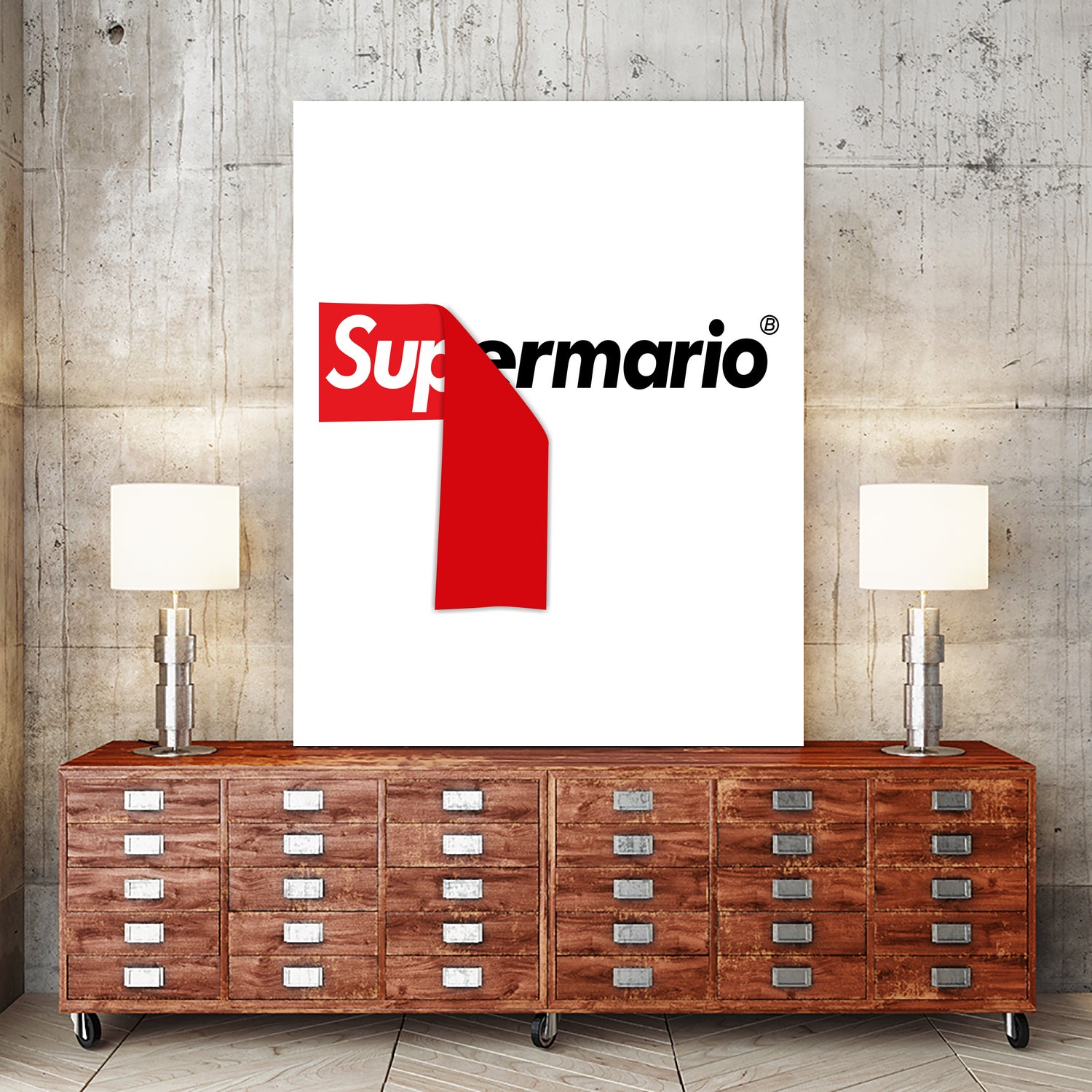 Supreme Mario by Rogelio I Luis on GIANT ART - white typography