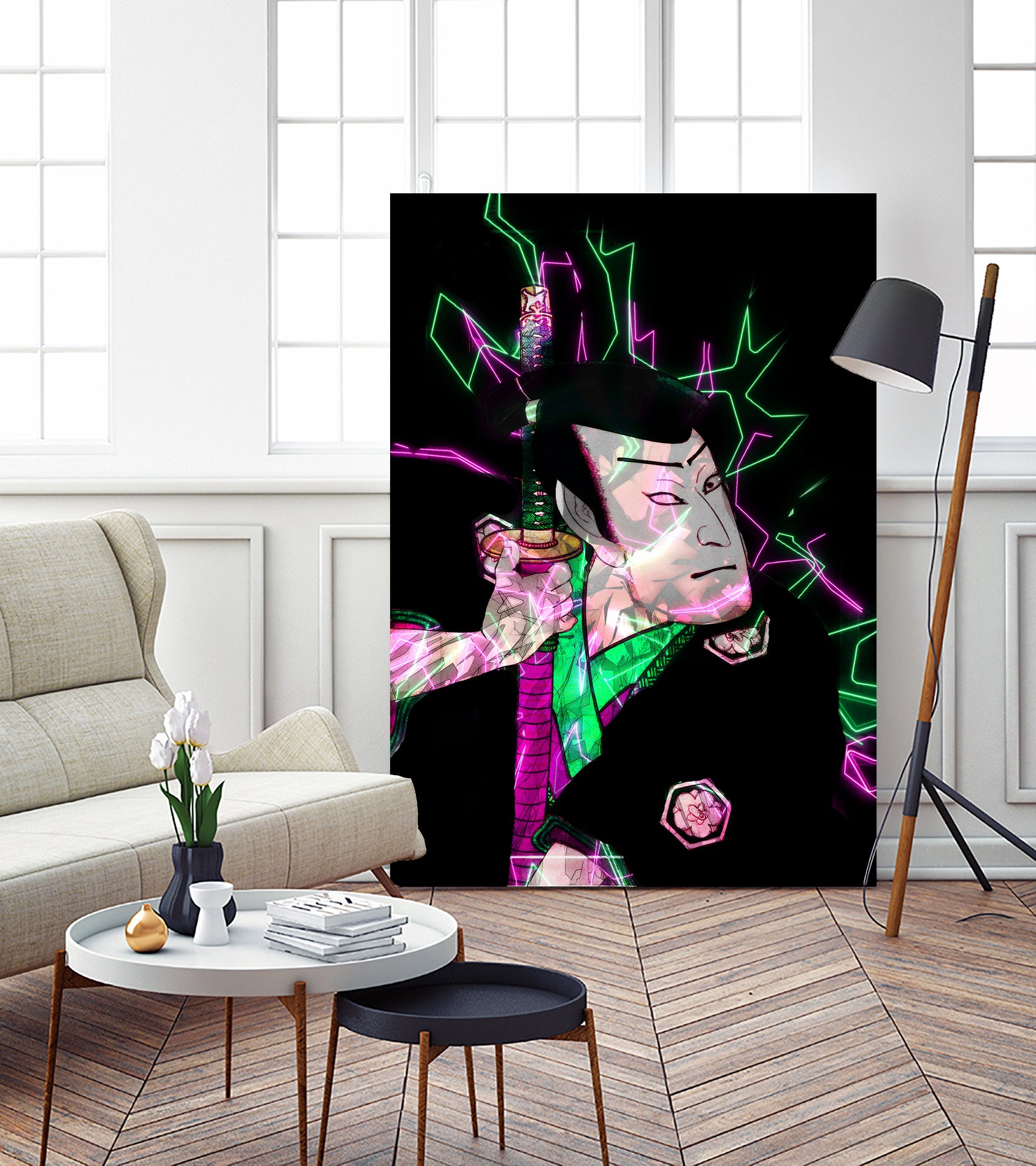 Samurai Japan Print Art Colored by Damian firenza on GIANT ART - fuchsia digital painting