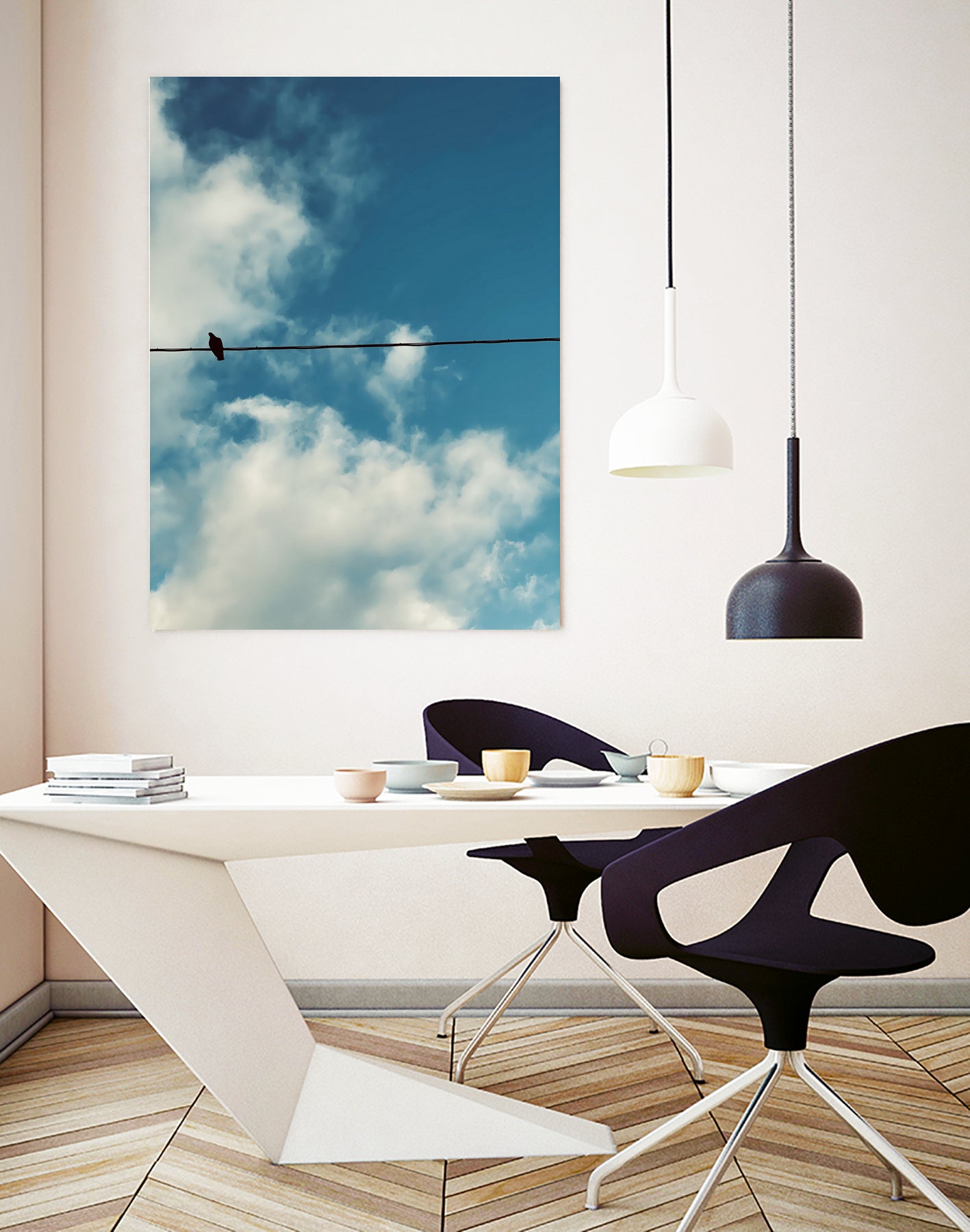 The lonely bird by Tiago França on GIANT ART - blue photo illustration