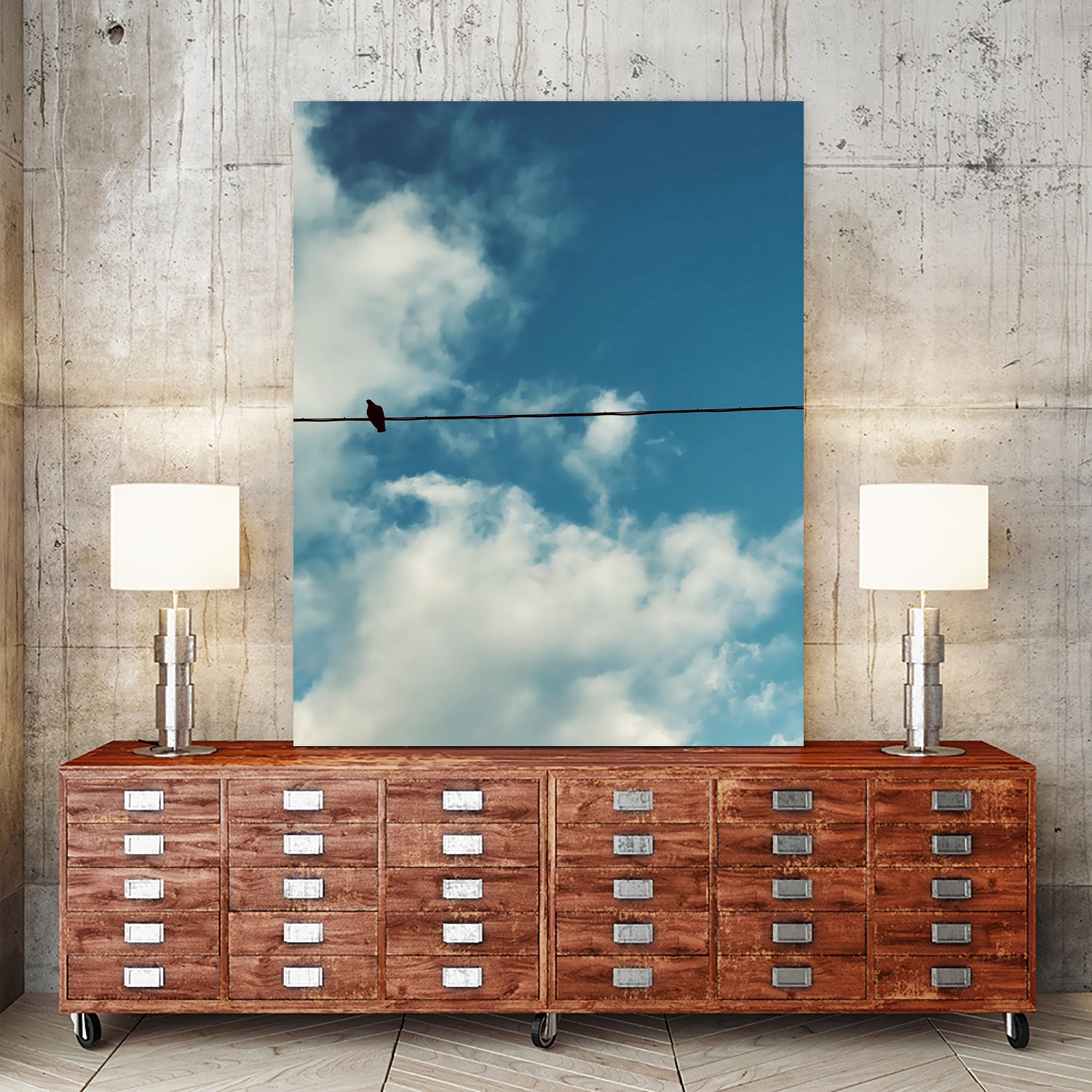 The lonely bird by Tiago França on GIANT ART - blue photo illustration