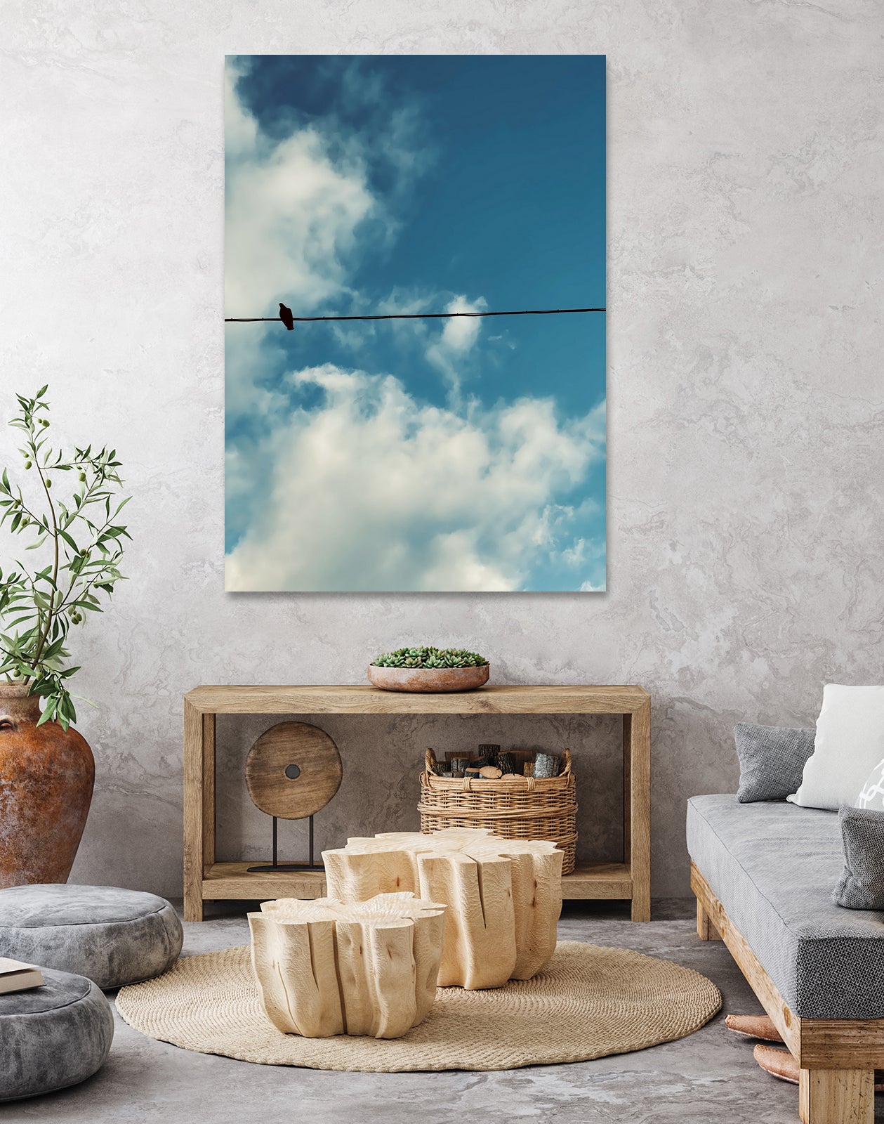 The lonely bird by Tiago França on GIANT ART - blue photo illustration