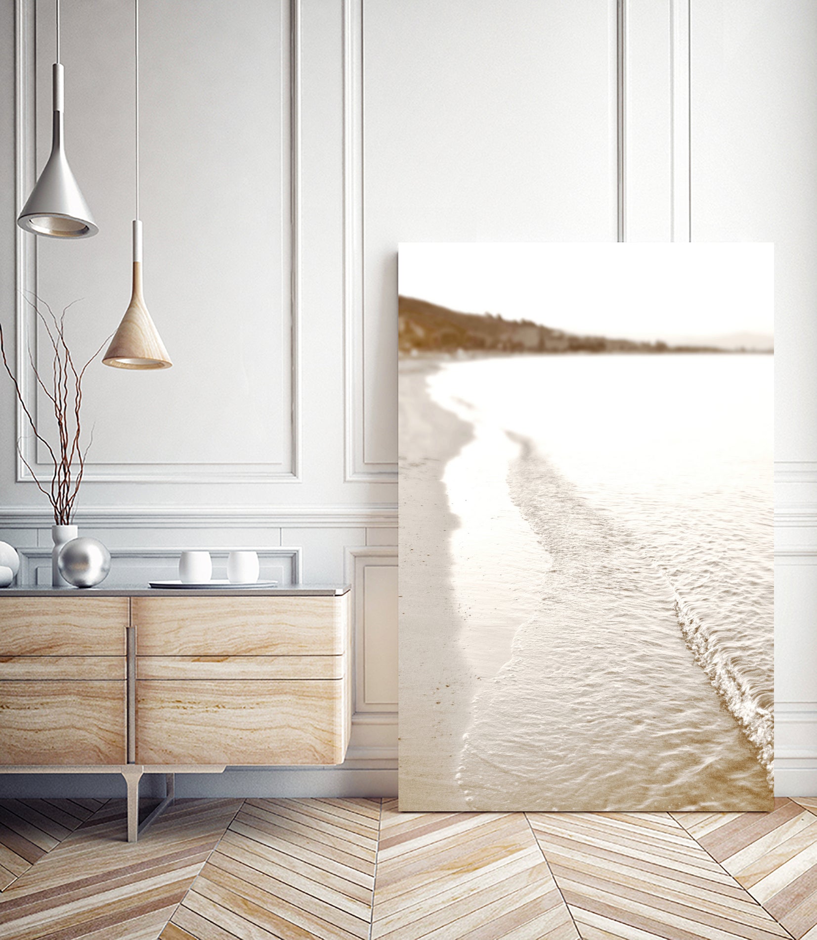 Minimalist pastel beach scape by IOANNA PAPANIKOLAOU on GIANT ART - brown photo illustration