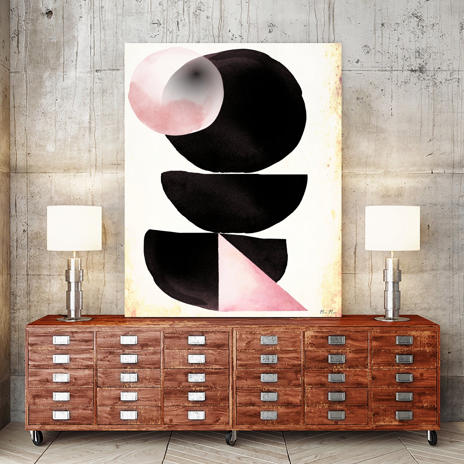Black pink geometric abstract mama art by Maria Mata on GIANT ART - black digital painting