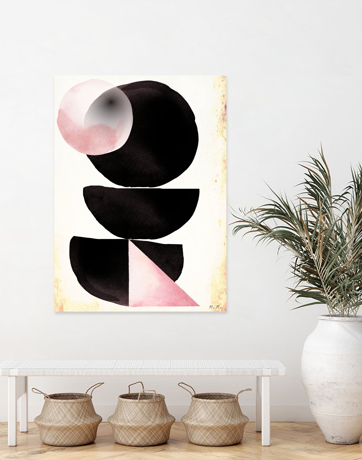 Black pink geometric abstract mama art by Maria Mata on GIANT ART - black digital painting