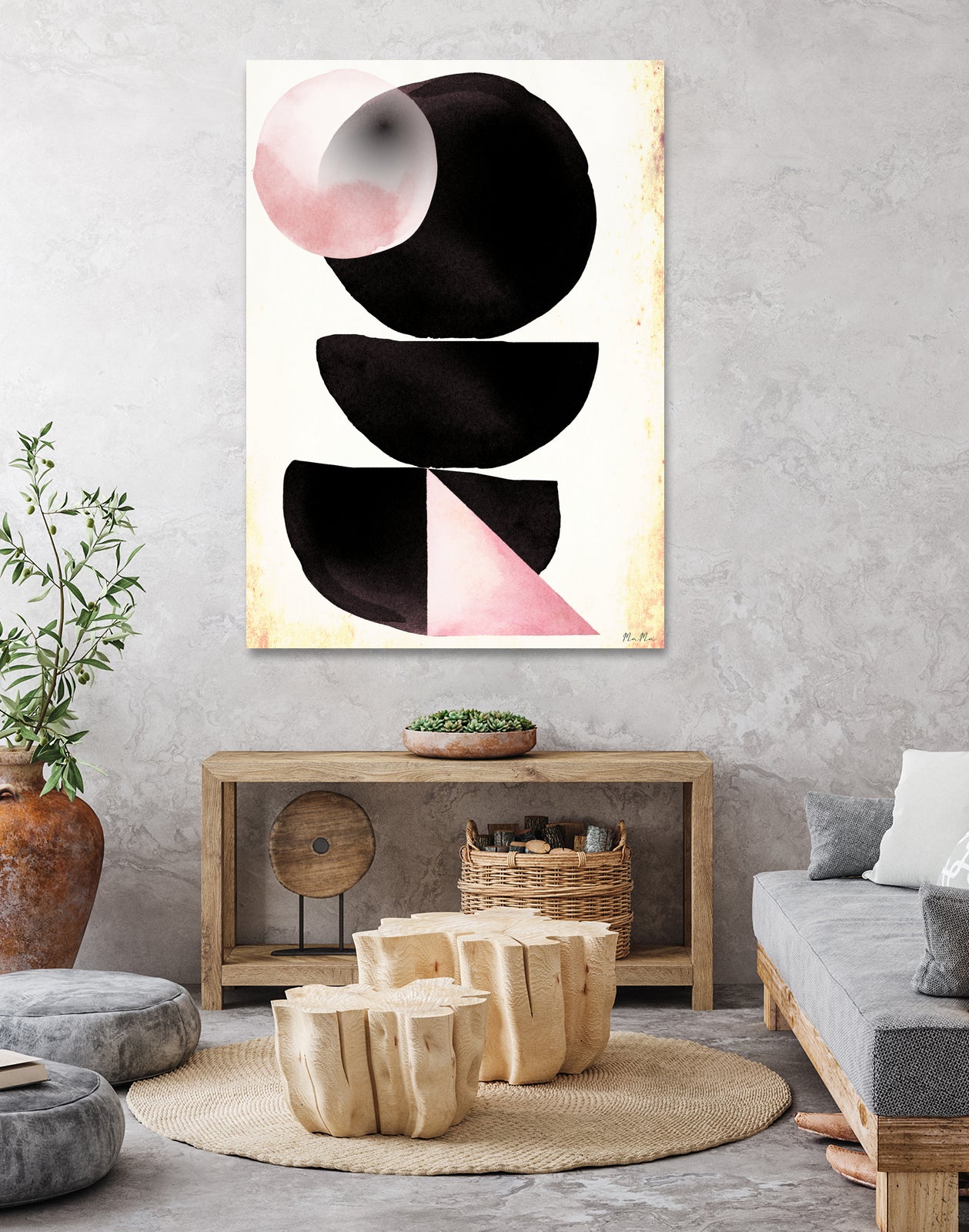 Black pink geometric abstract mama art by Maria Mata on GIANT ART - black digital painting