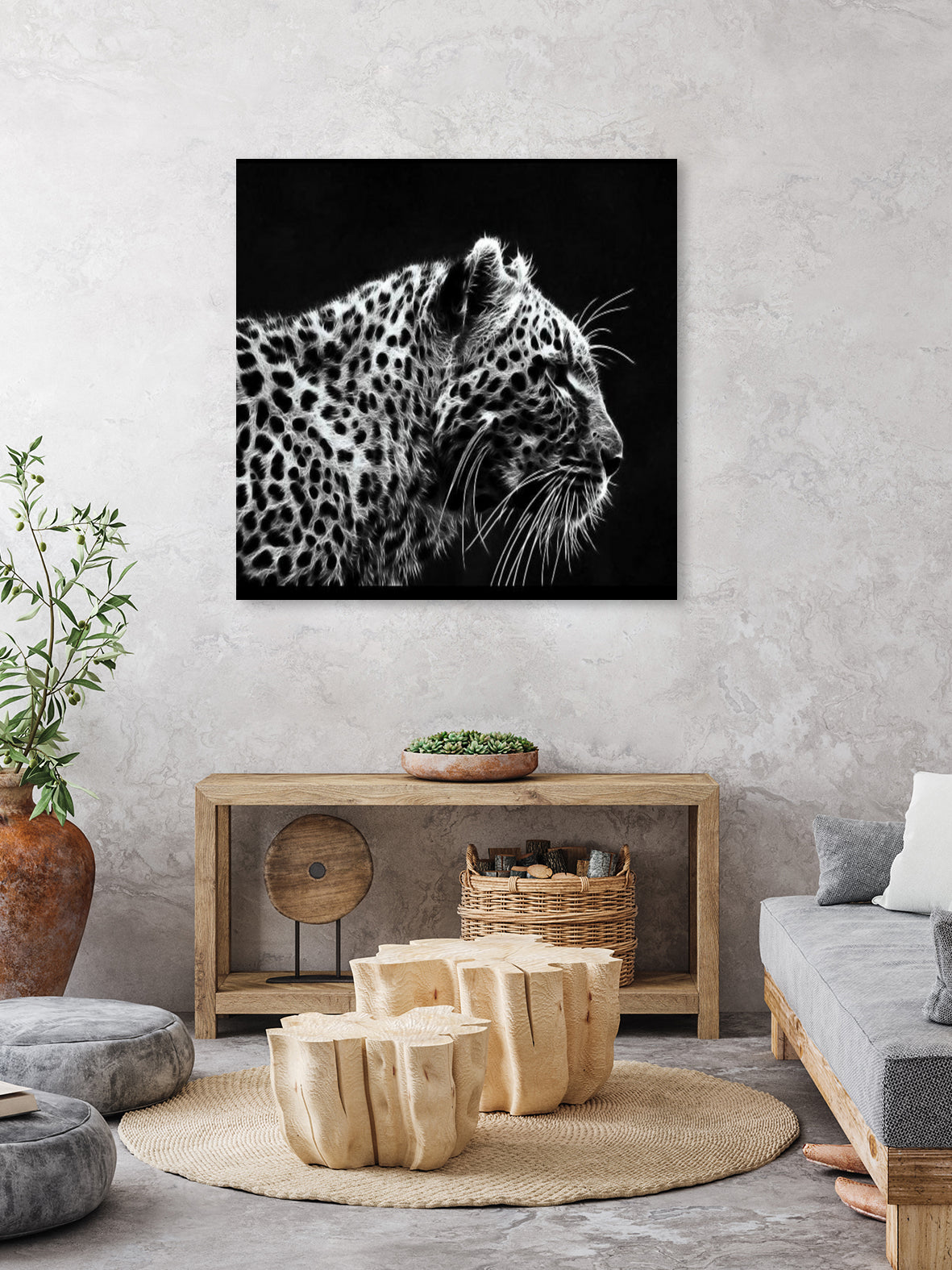 Leopard by Rainbow style on GIANT ART - black 3d art