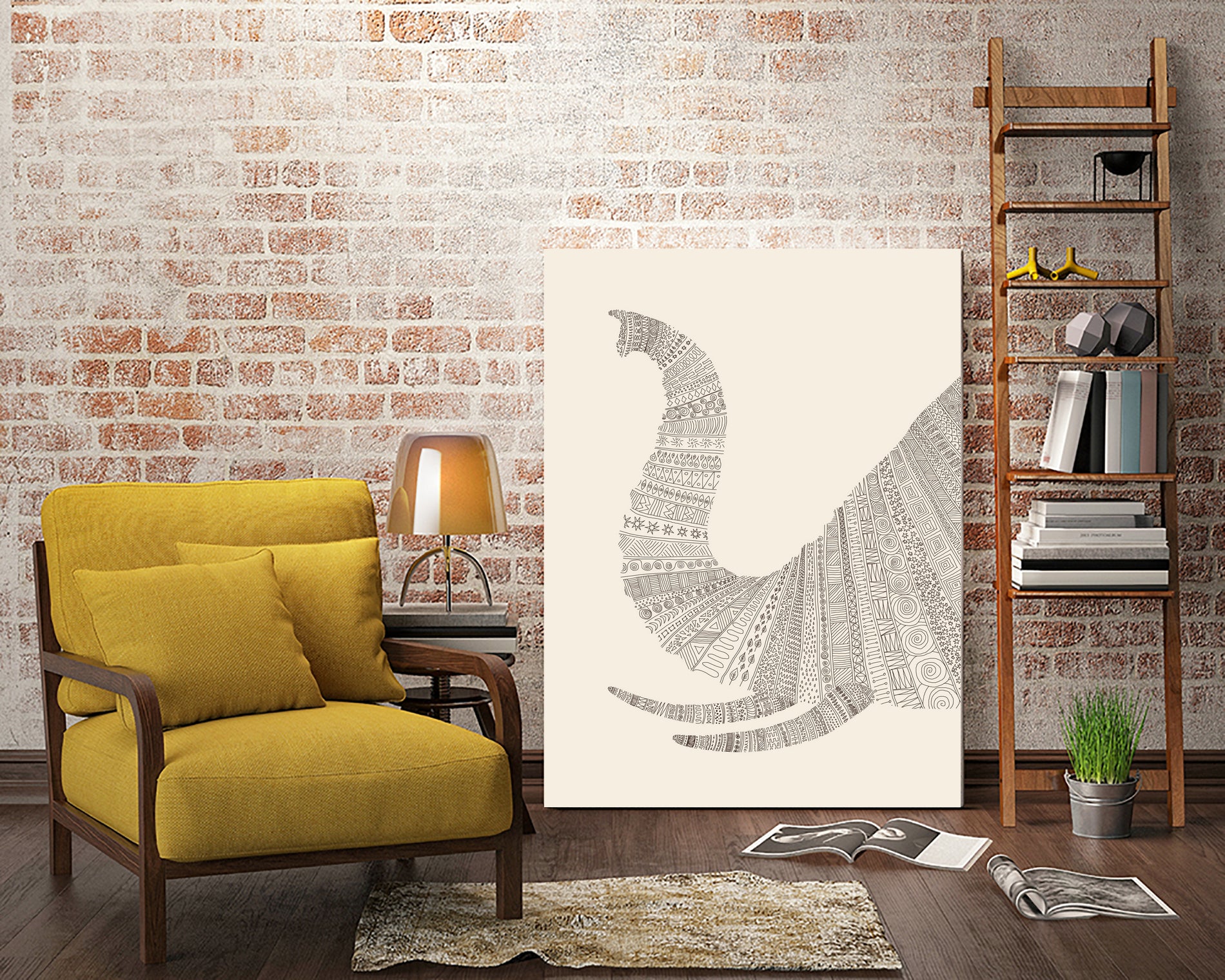 Elephant (On Beige) by Florent Bodart on GIANT ART - white digital drawing