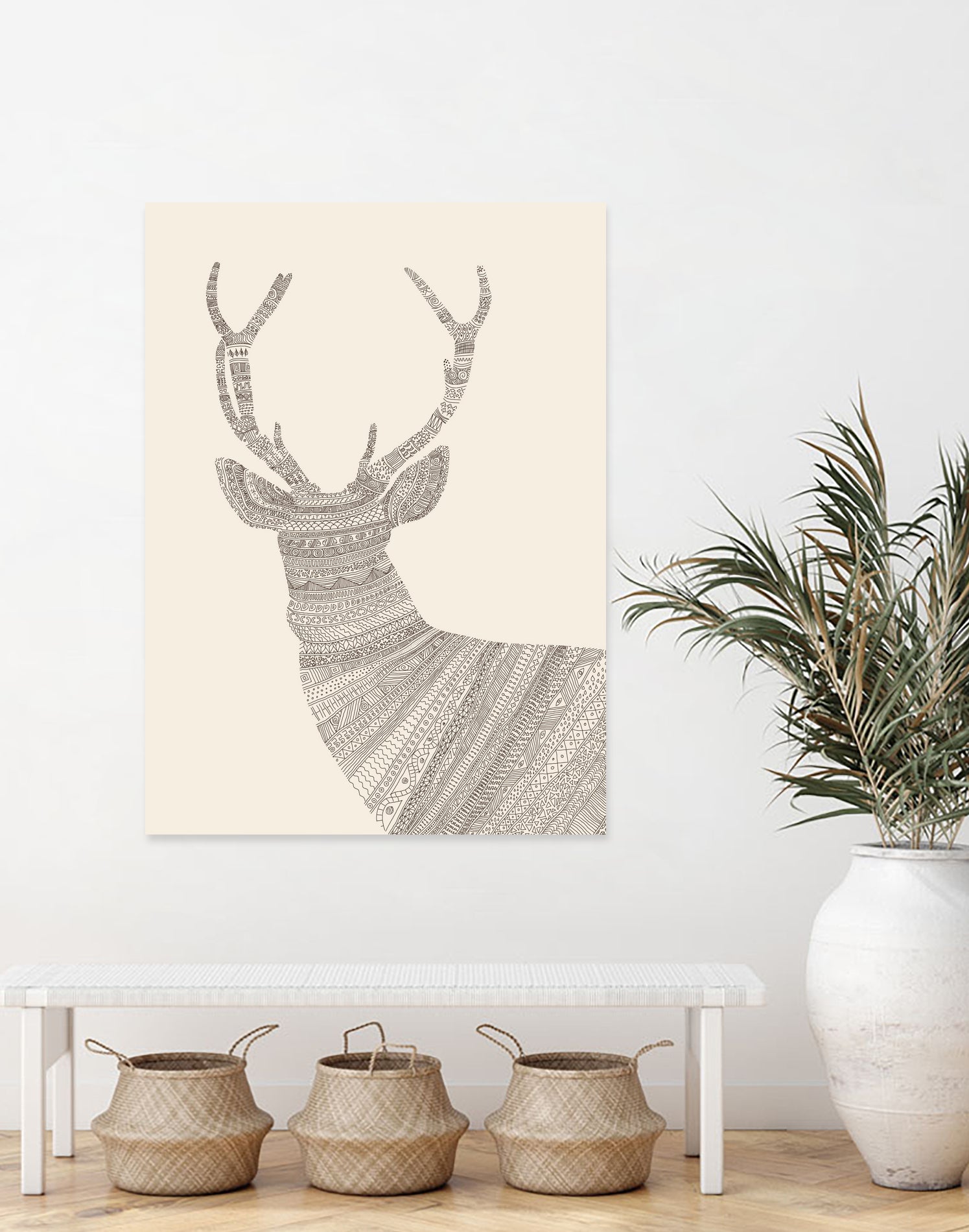 Stag / Deer (On Beige) by Florent Bodart on GIANT ART - digital drawing