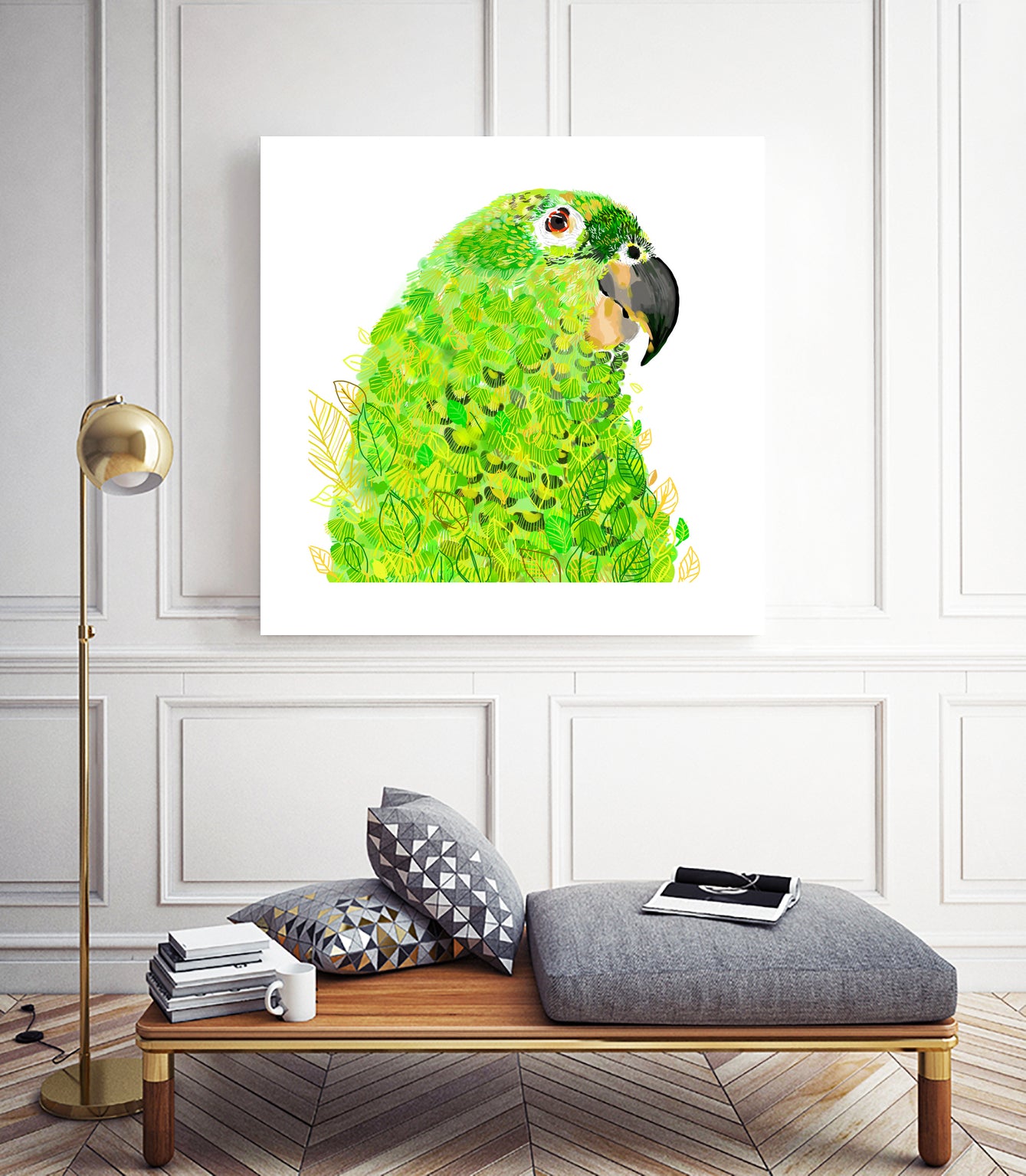 Green Parrot by Reid Harrison on GIANT ART - green digital painting
