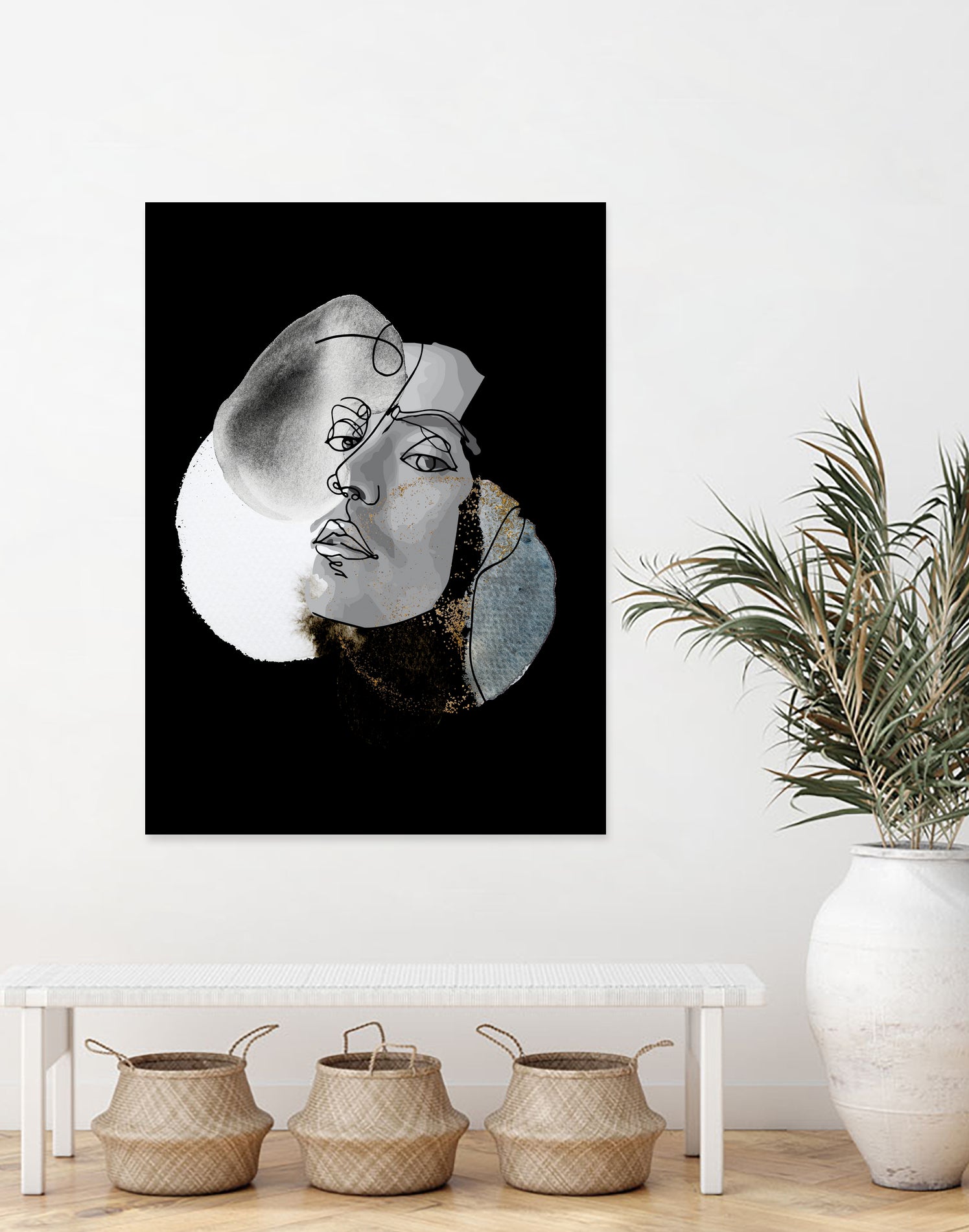 male line art portrait by Sabine Hoffmann on GIANT ART - black digital drawing