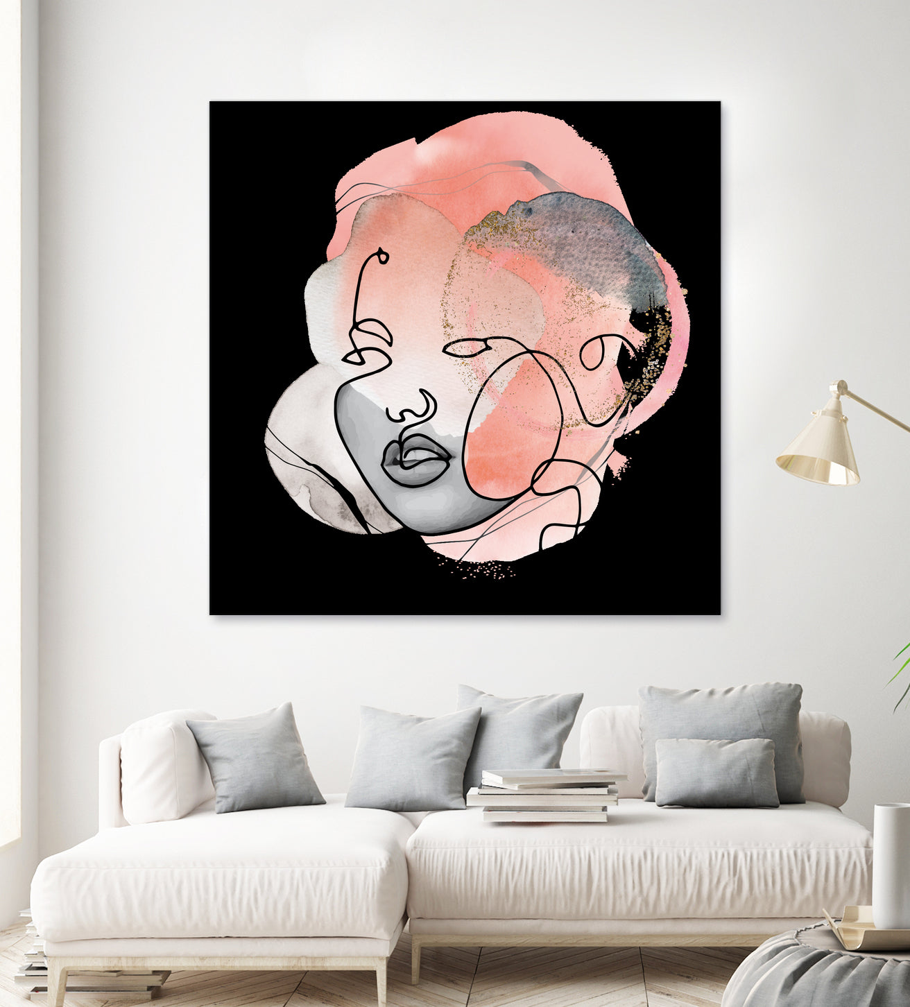 female line art portrait by Sabine Hoffmann on GIANT ART - black vector illustration