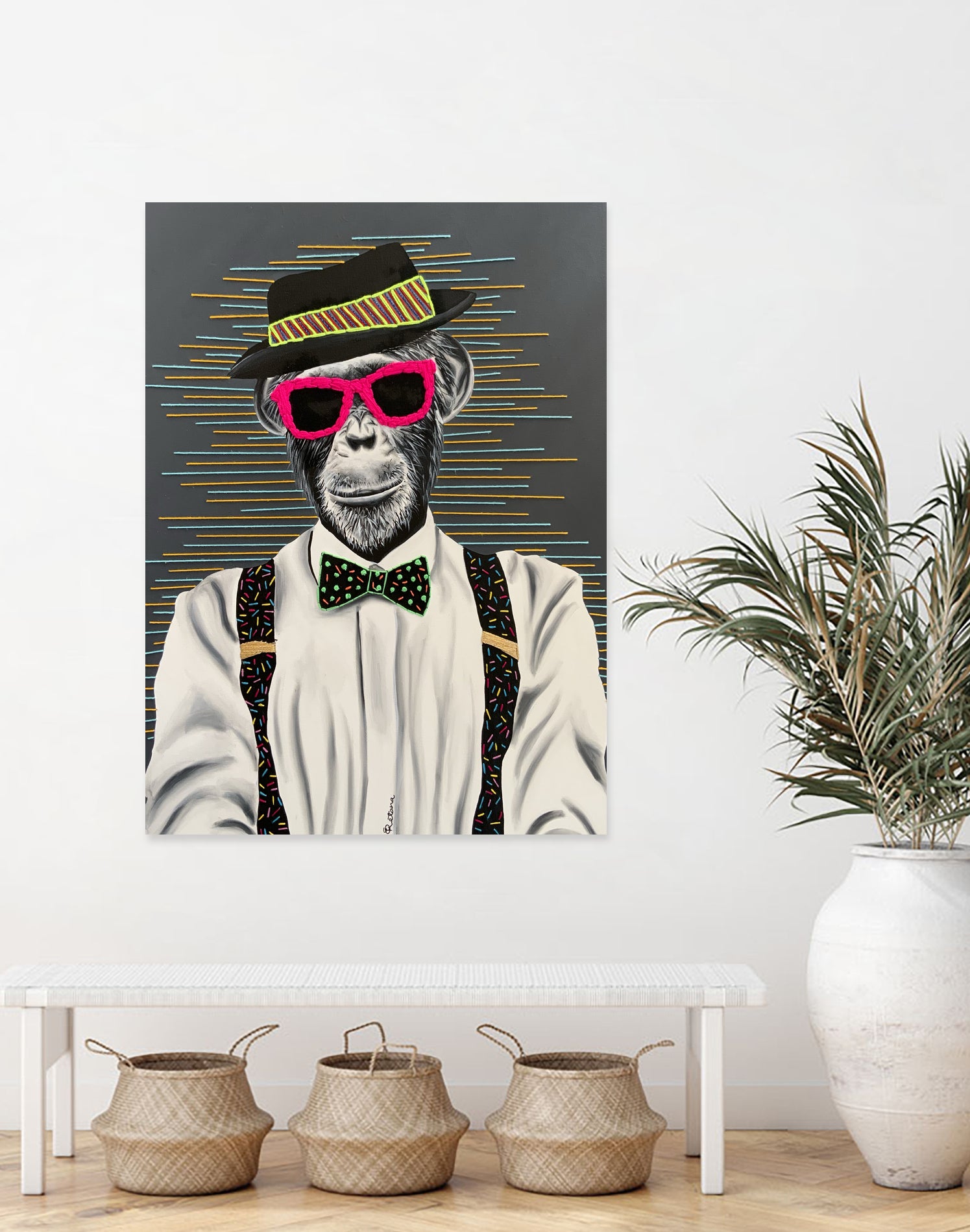 MONKEY business by eugenia retana on GIANT ART - black mixed media