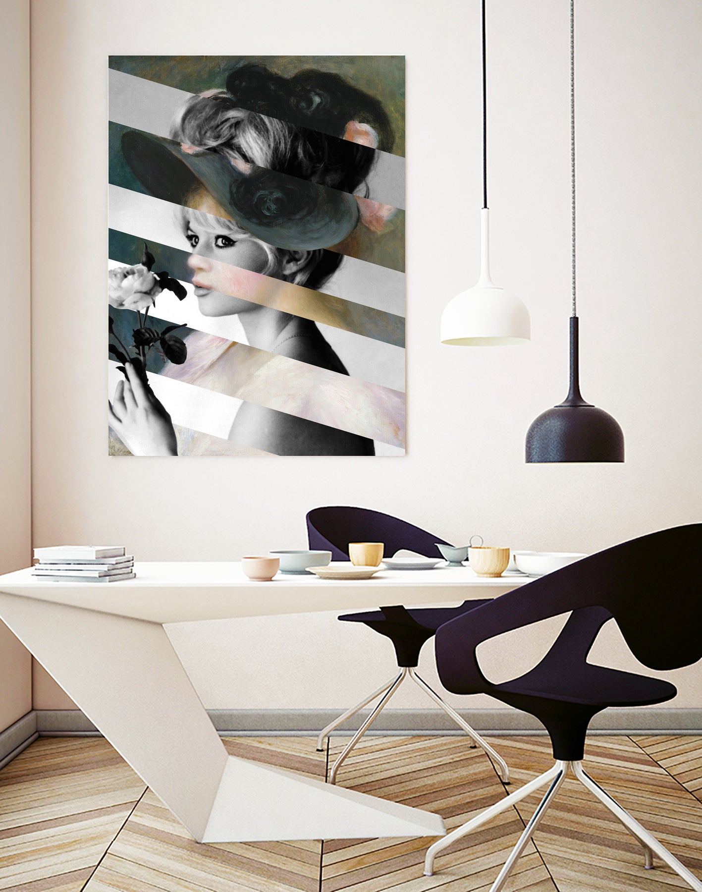 Renoir’s Young Girl in a Black Hat & Brigitte Bardot by Luigi Tarini on GIANT ART - gray photo manipulation