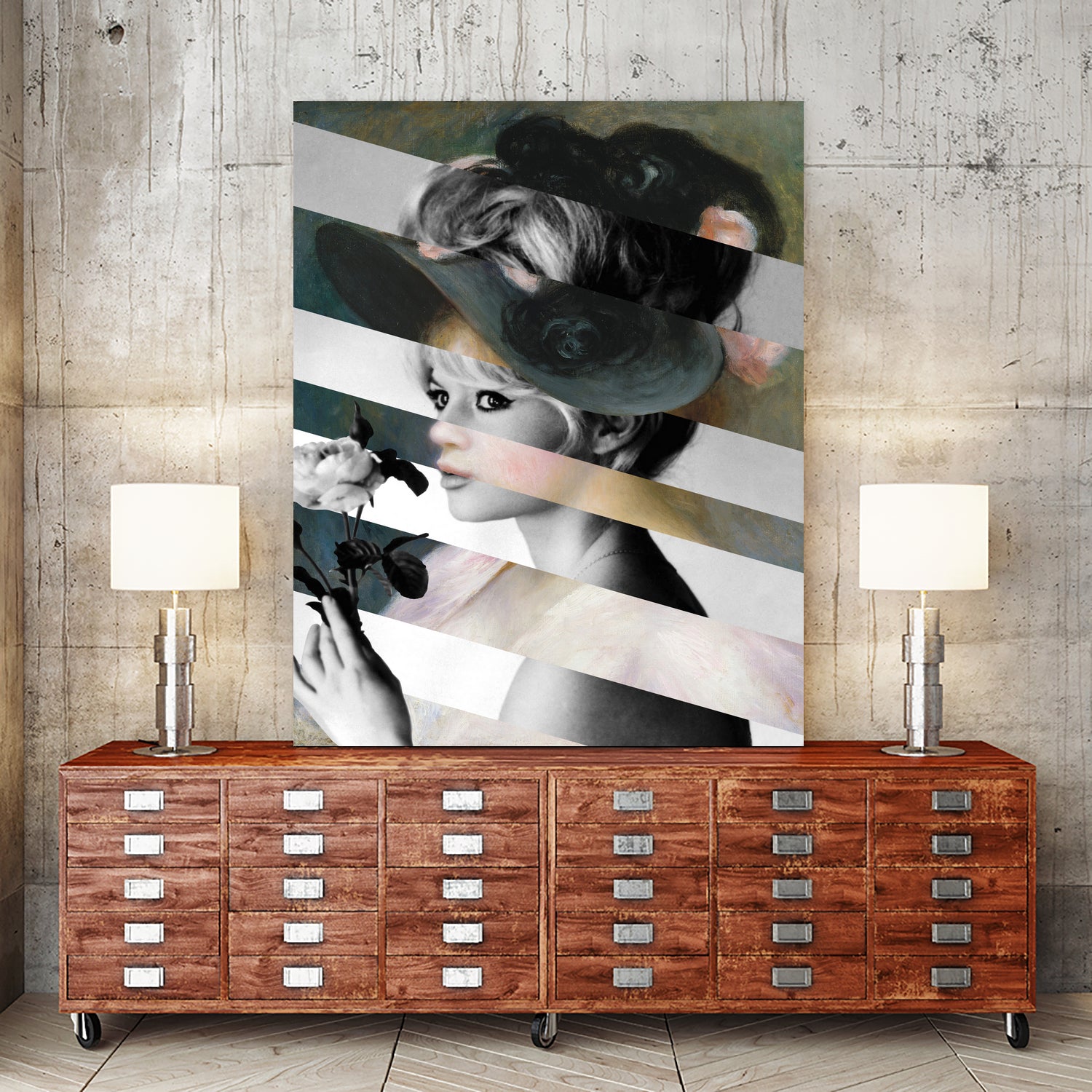 Renoir’s Young Girl in a Black Hat & Brigitte Bardot by Luigi Tarini on GIANT ART - gray photo manipulation