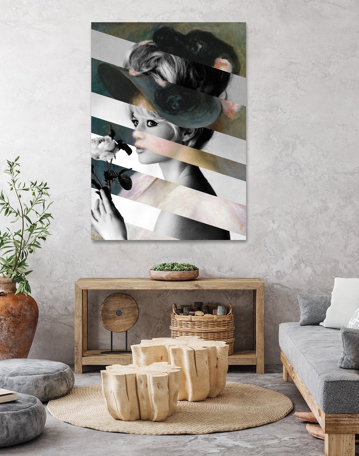 Renoir’s Young Girl in a Black Hat & Brigitte Bardot by Luigi Tarini on GIANT ART - gray photo manipulation