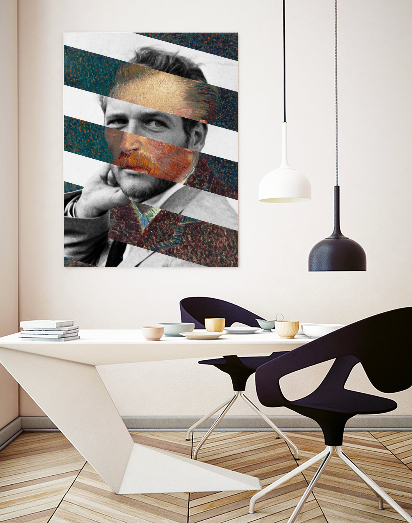 Van Gogh's Self Portrait & Paul Newman by Luigi Tarini on GIANT ART - orange photo manipulation