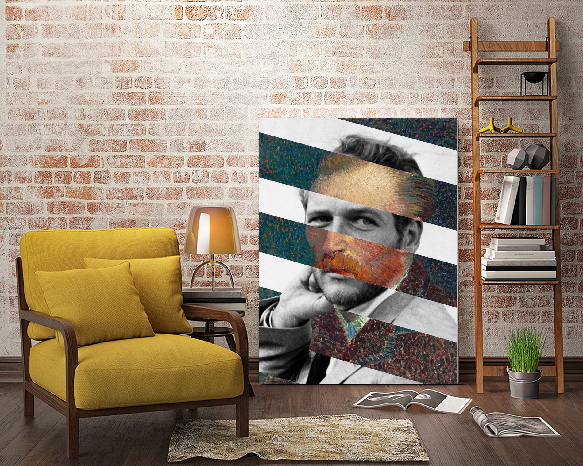 Van Gogh's Self Portrait & Paul Newman by Luigi Tarini on GIANT ART - orange photo manipulation