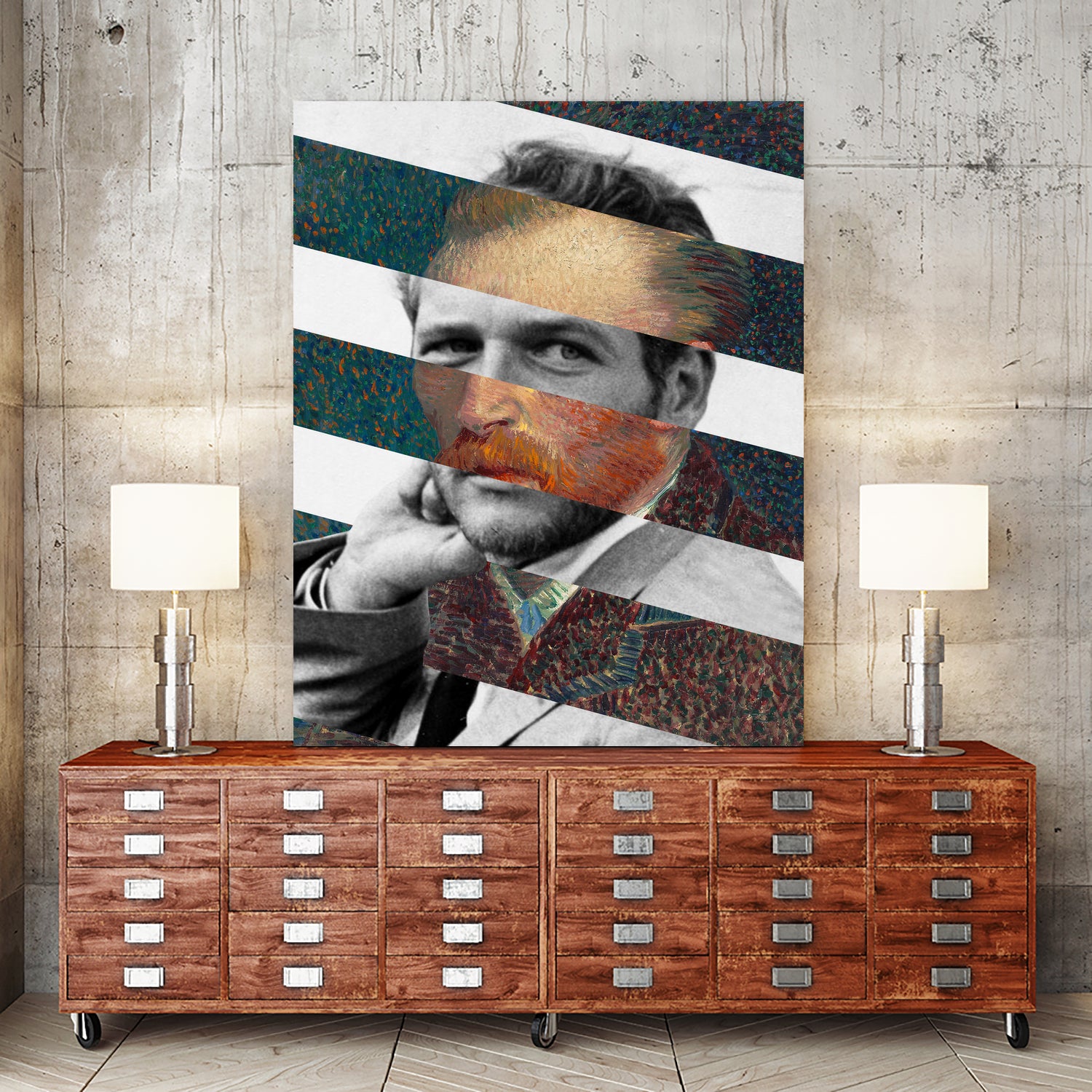 Van Gogh's Self Portrait & Paul Newman by Luigi Tarini on GIANT ART - orange photo manipulation
