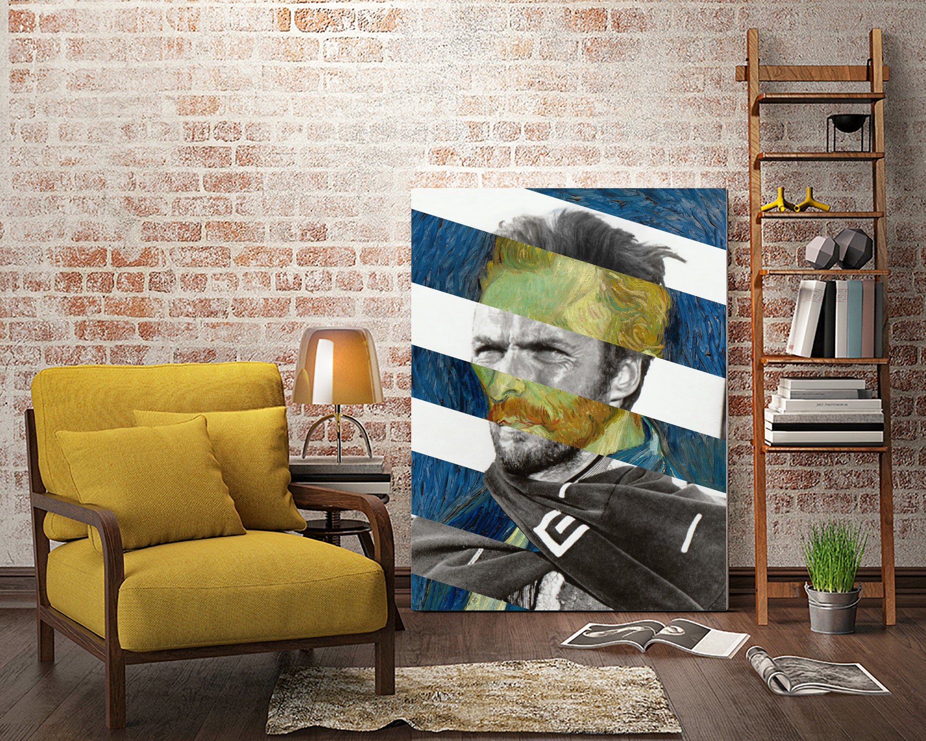 Van Gogh's Self Portrait and Clint Eastwood by Luigi Tarini on GIANT ART - blue photo manipulation