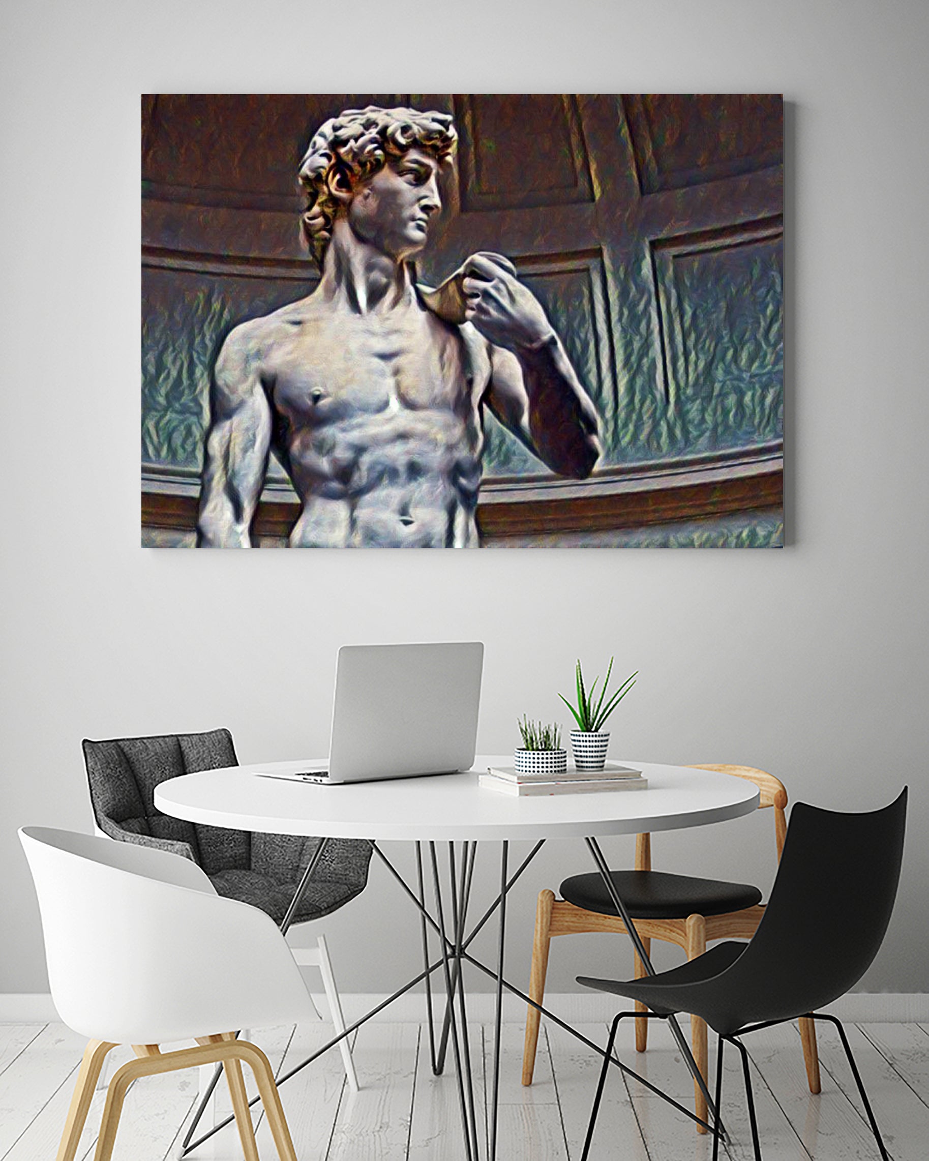 David from Michelangelo Artistic Illustration Relief by Luis Lonn on GIANT ART - black cartooning