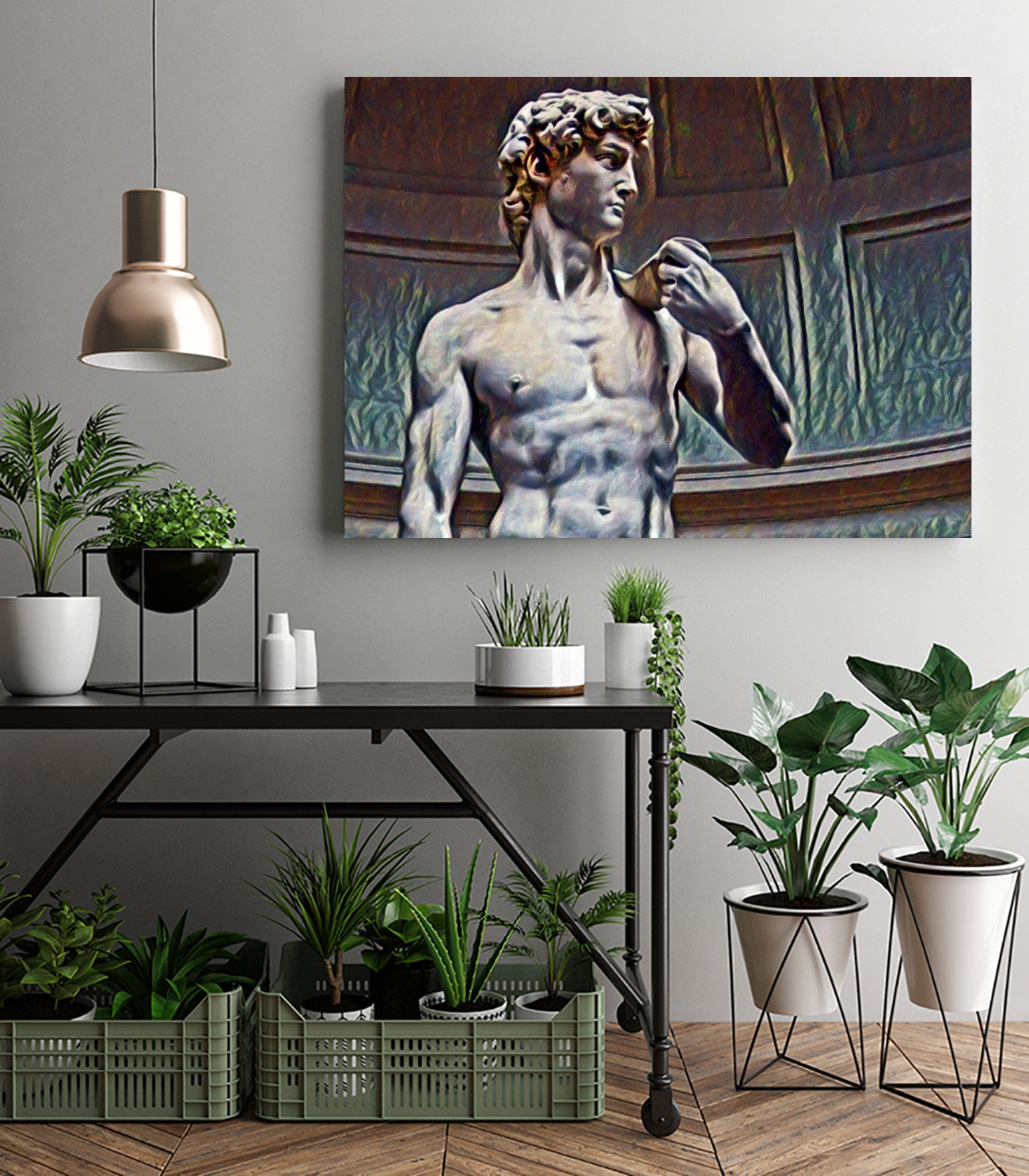 David from Michelangelo Artistic Illustration Relief by Luis Lonn on GIANT ART - black cartooning