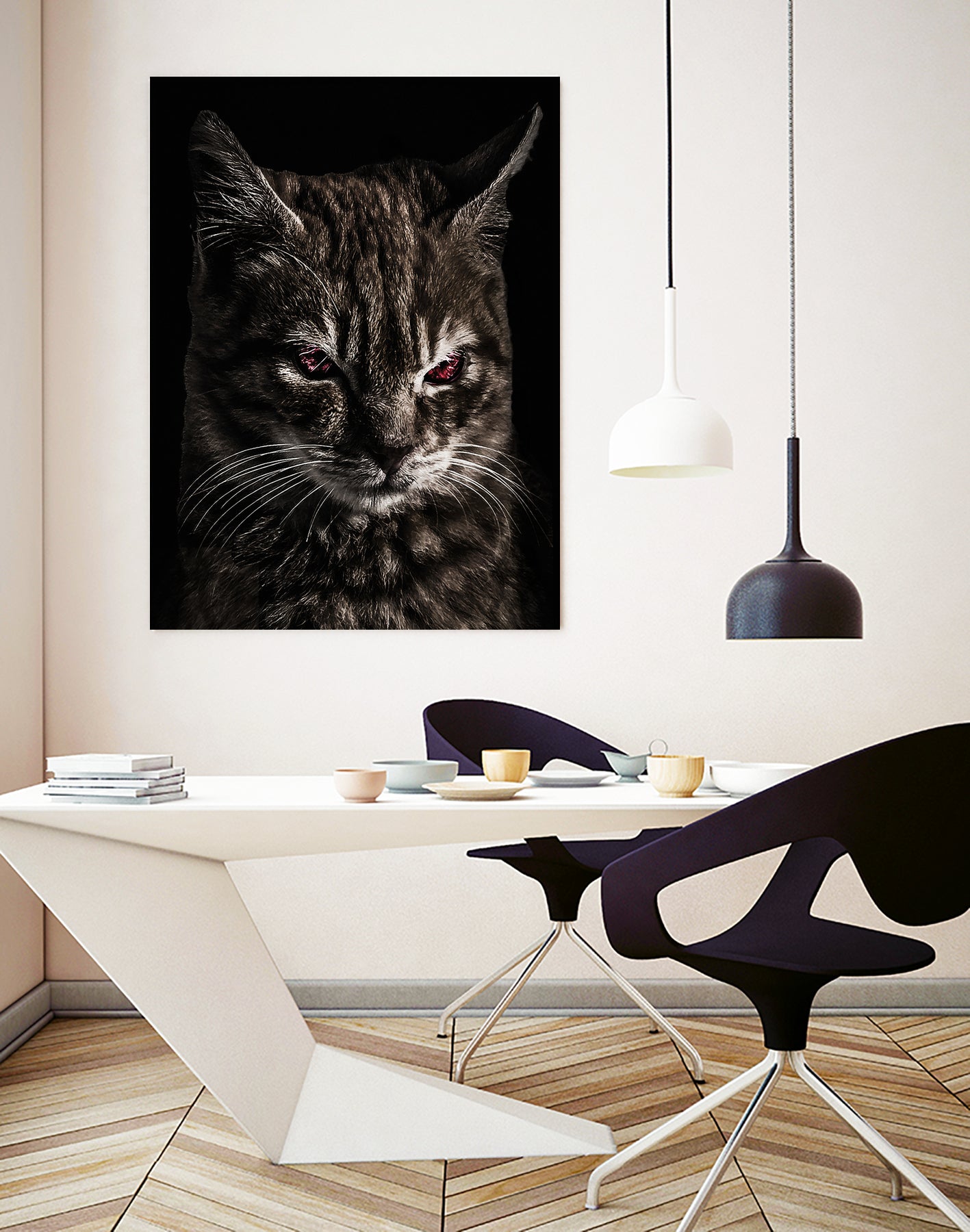 Creepy Kitten Portrait Photo Illustration by Daniel Ferreira-Leites on GIANT ART - black mixed media