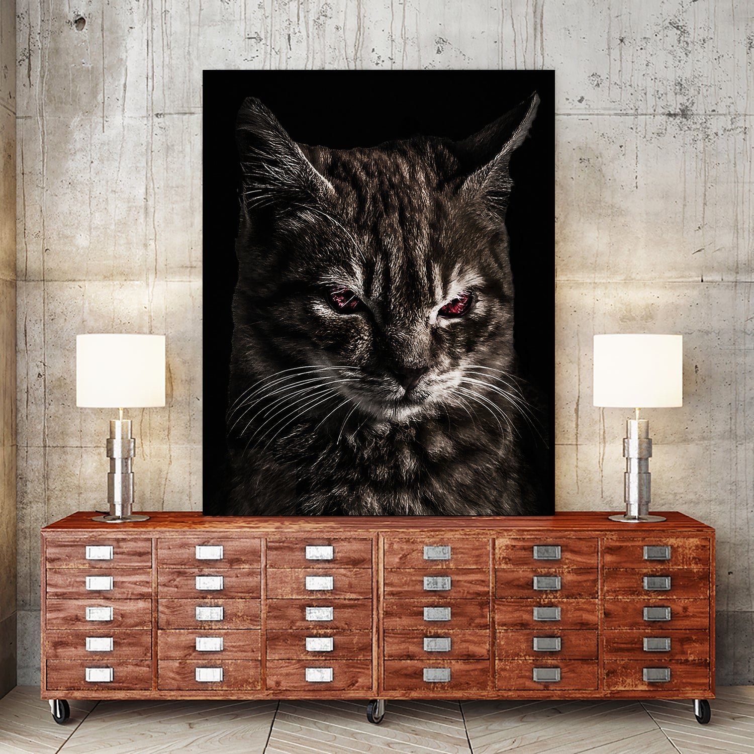 Creepy Kitten Portrait Photo Illustration by Daniel Ferreira-Leites on GIANT ART - black mixed media
