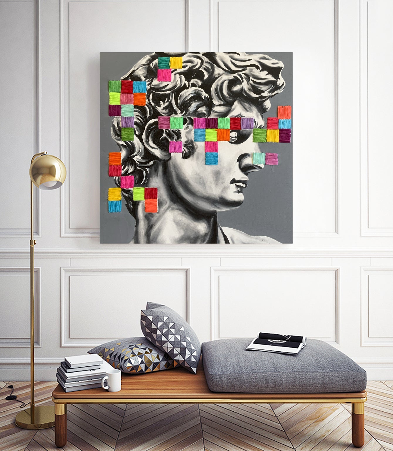 Pixel david by eugenia retana on GIANT ART - gray mixed media