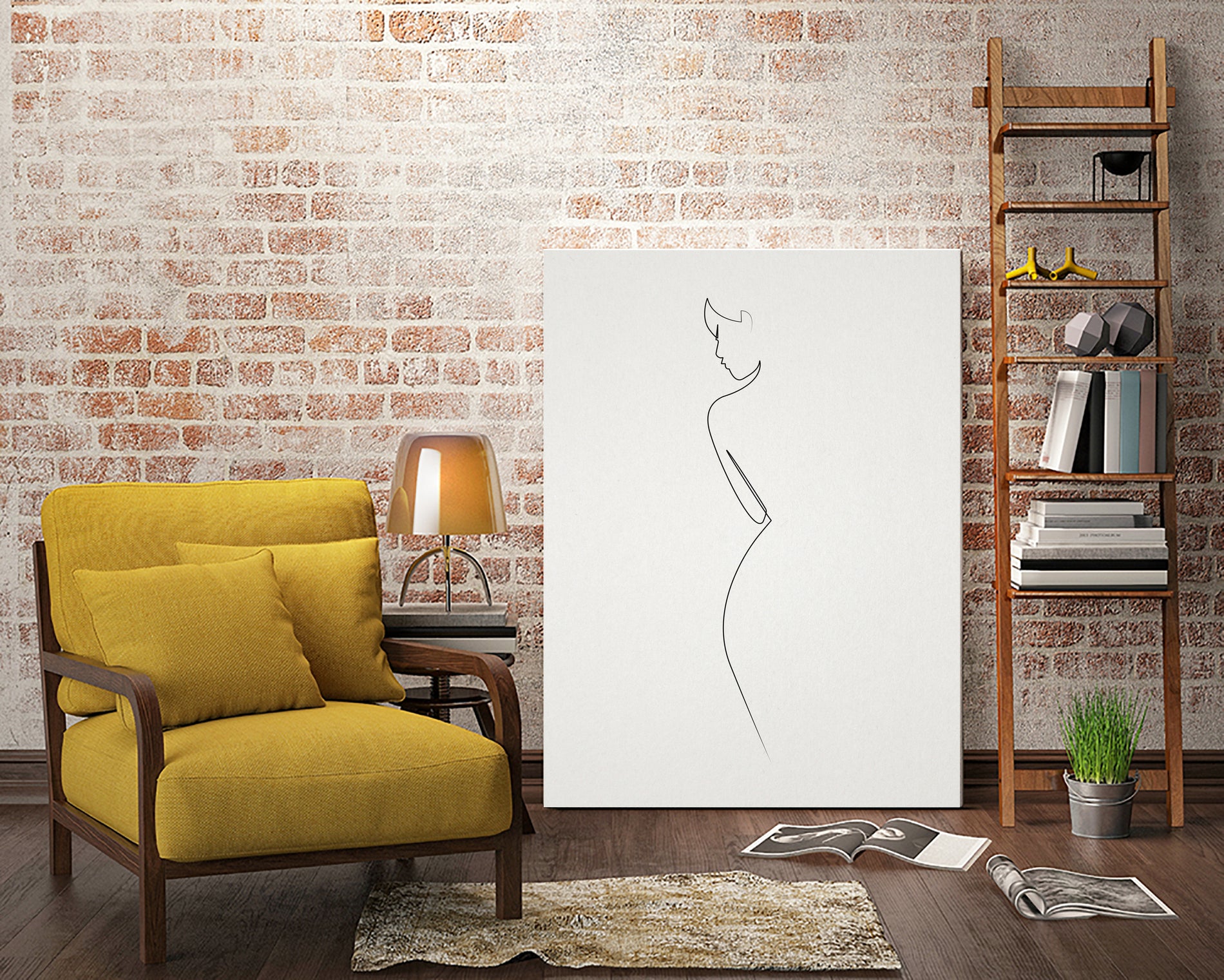 One Line nude by Christophe Louis on GIANT ART - brown digital drawing