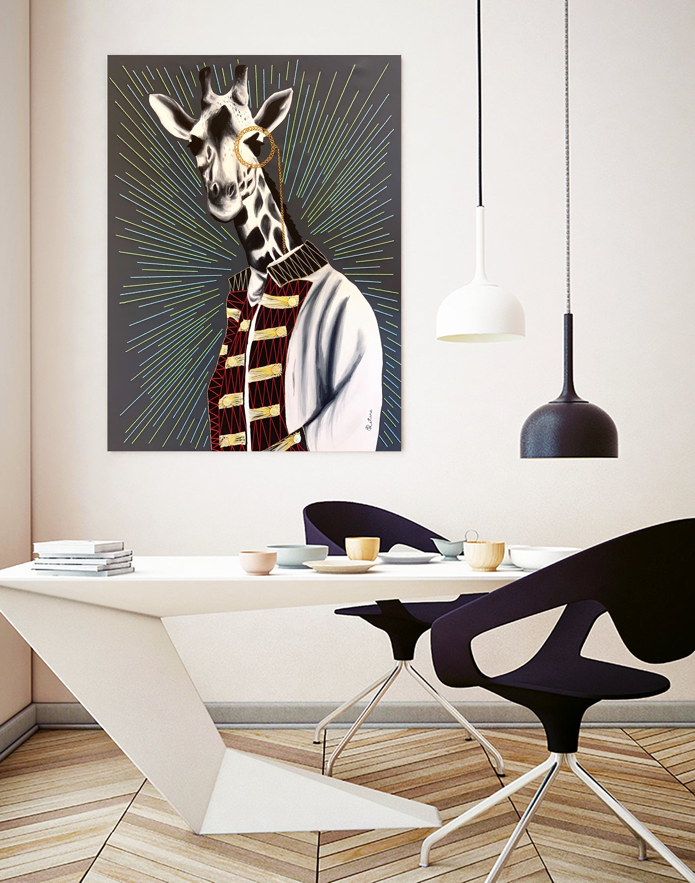 Mr giraffe by eugenia retana on GIANT ART - gray mixed media