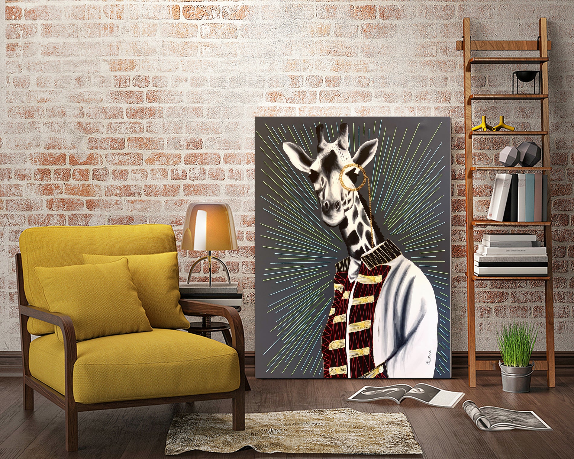 Mr giraffe by eugenia retana on GIANT ART - gray mixed media