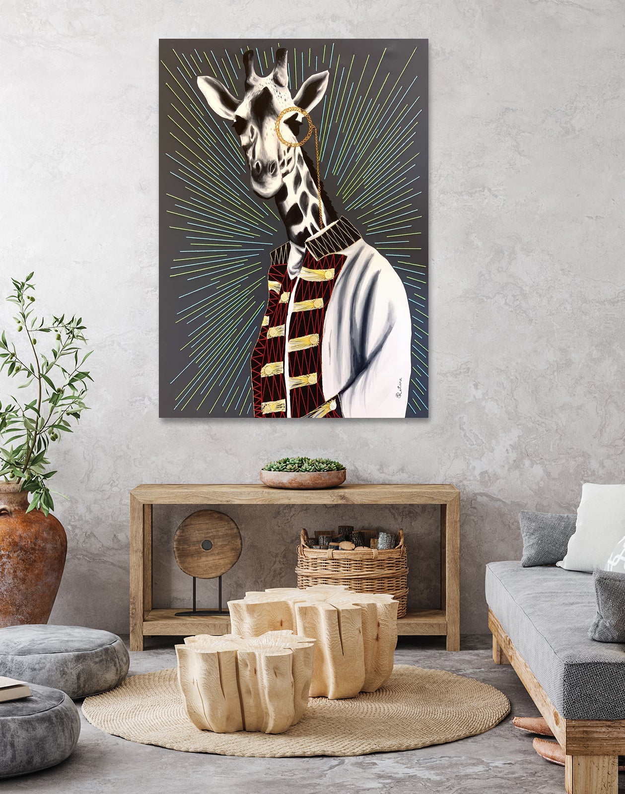 Mr giraffe by eugenia retana on GIANT ART - gray mixed media