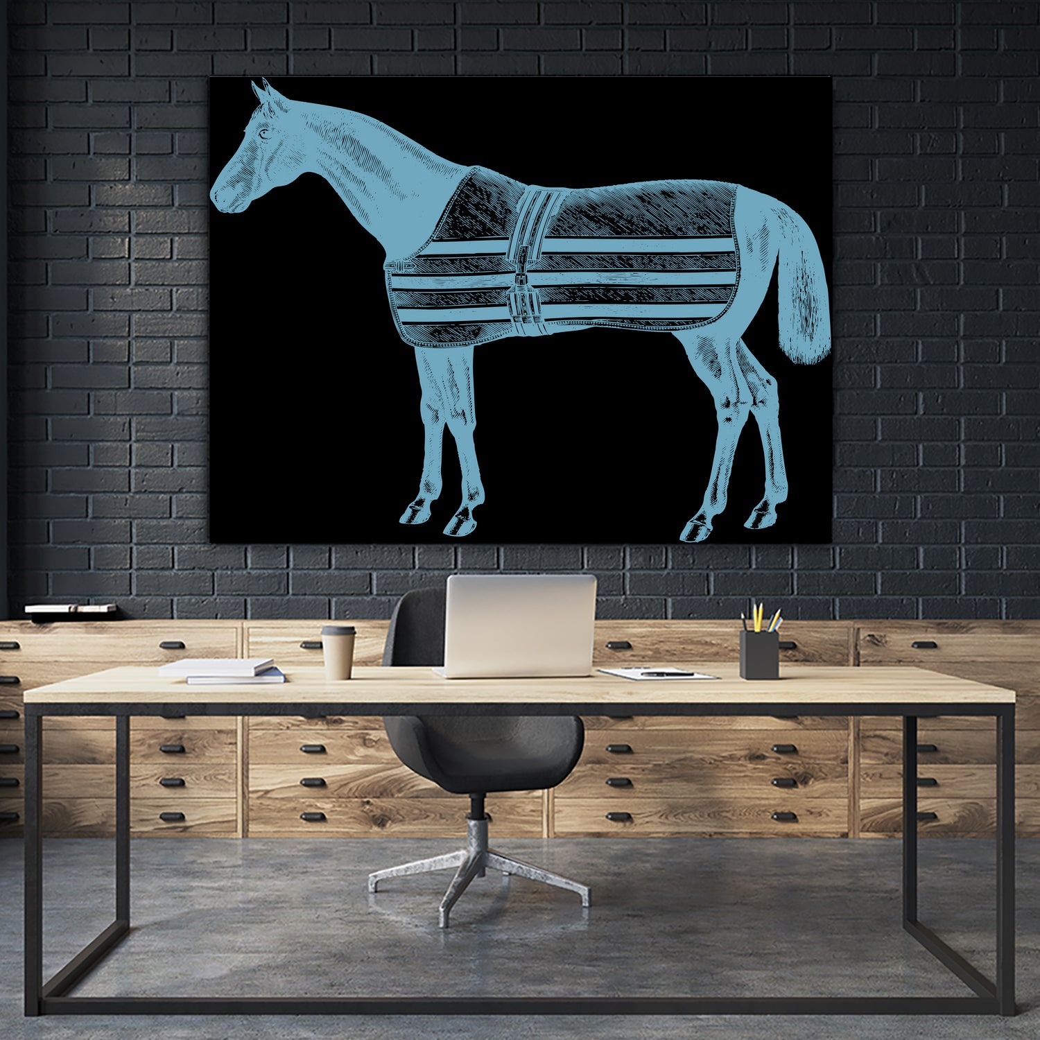 HORSE LT BLUE by Thomas Fernez on GIANT ART - blue digital drawing