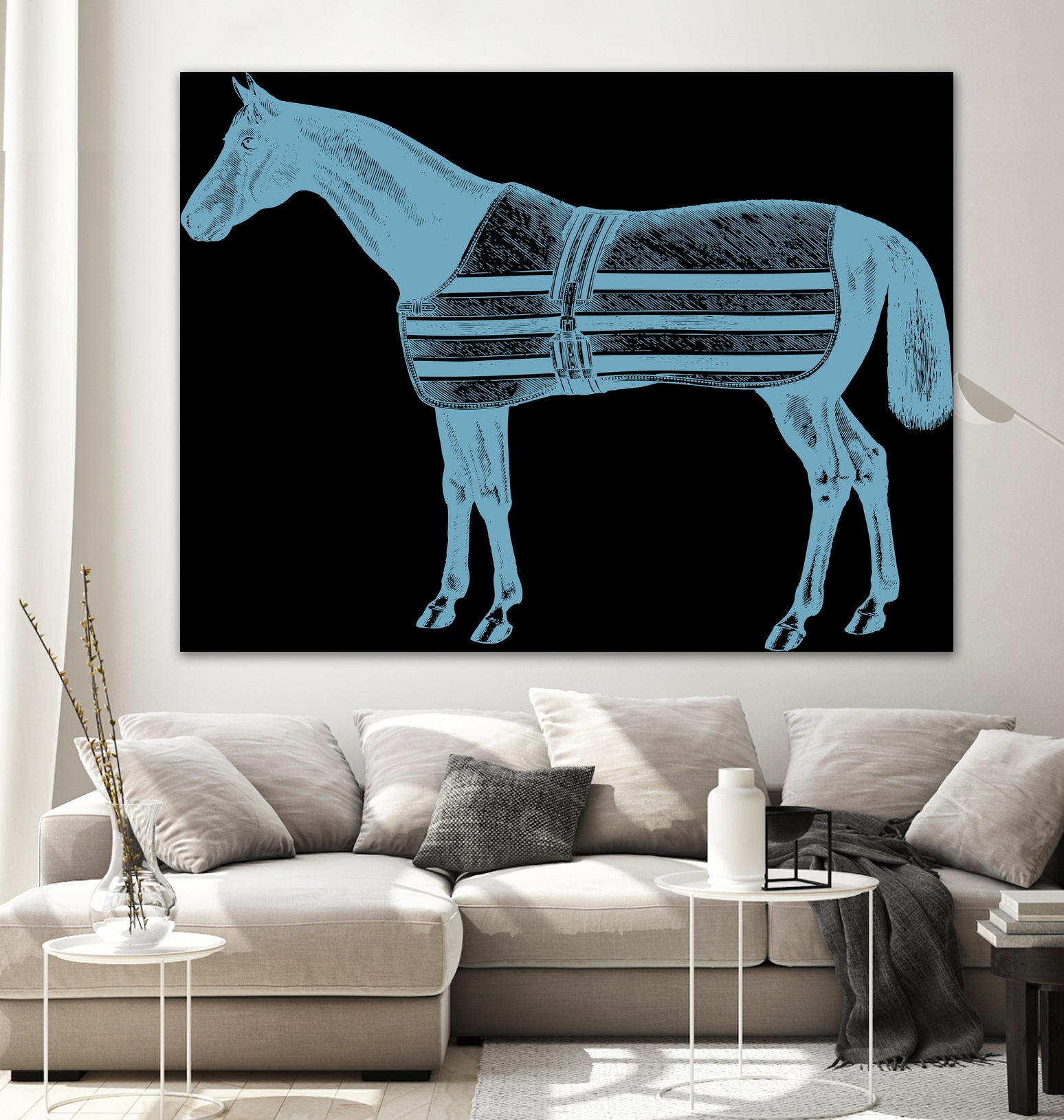 HORSE LT BLUE by Thomas Fernez on GIANT ART - blue digital drawing