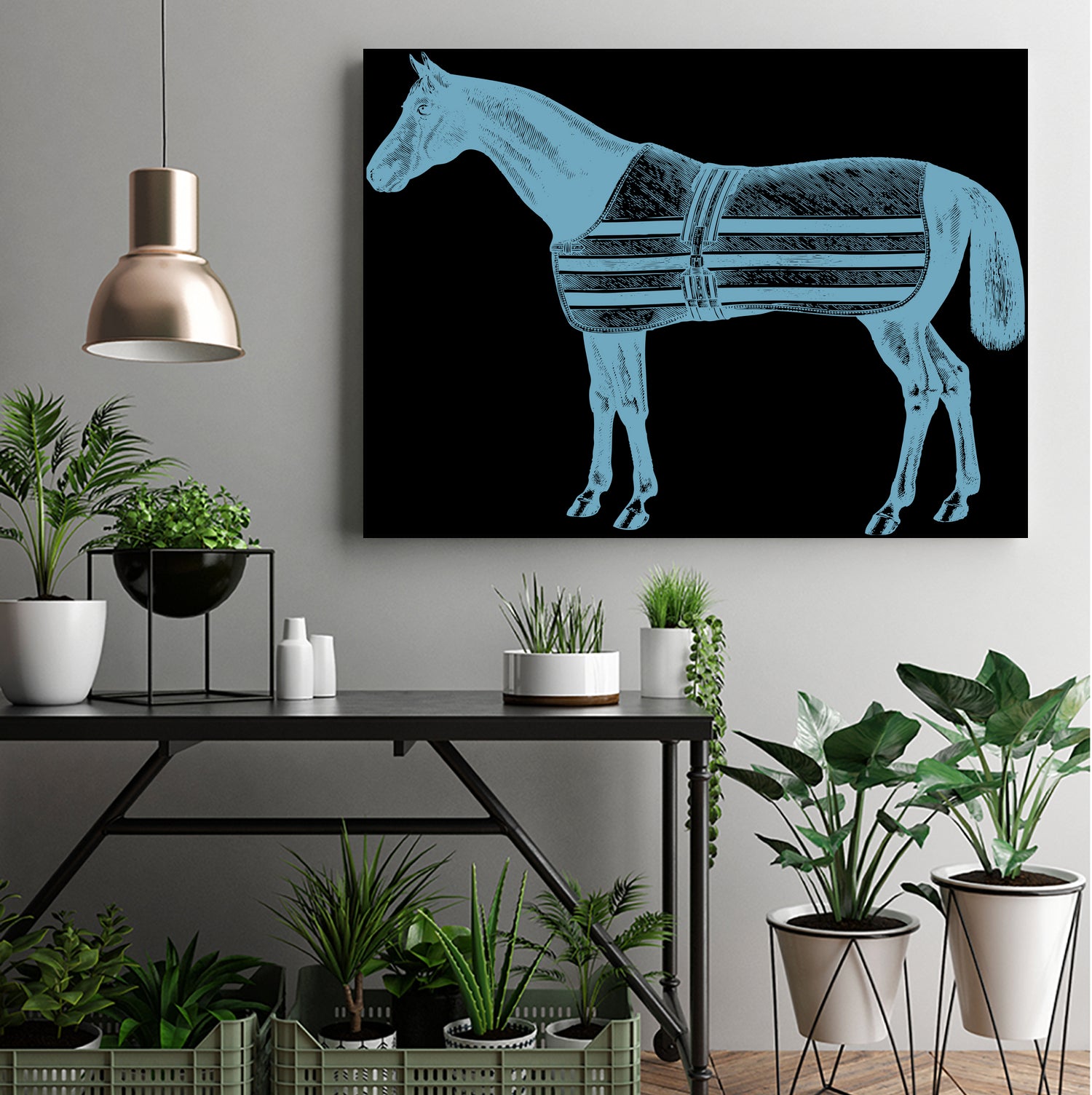 HORSE LT BLUE by Thomas Fernez on GIANT ART - blue digital drawing