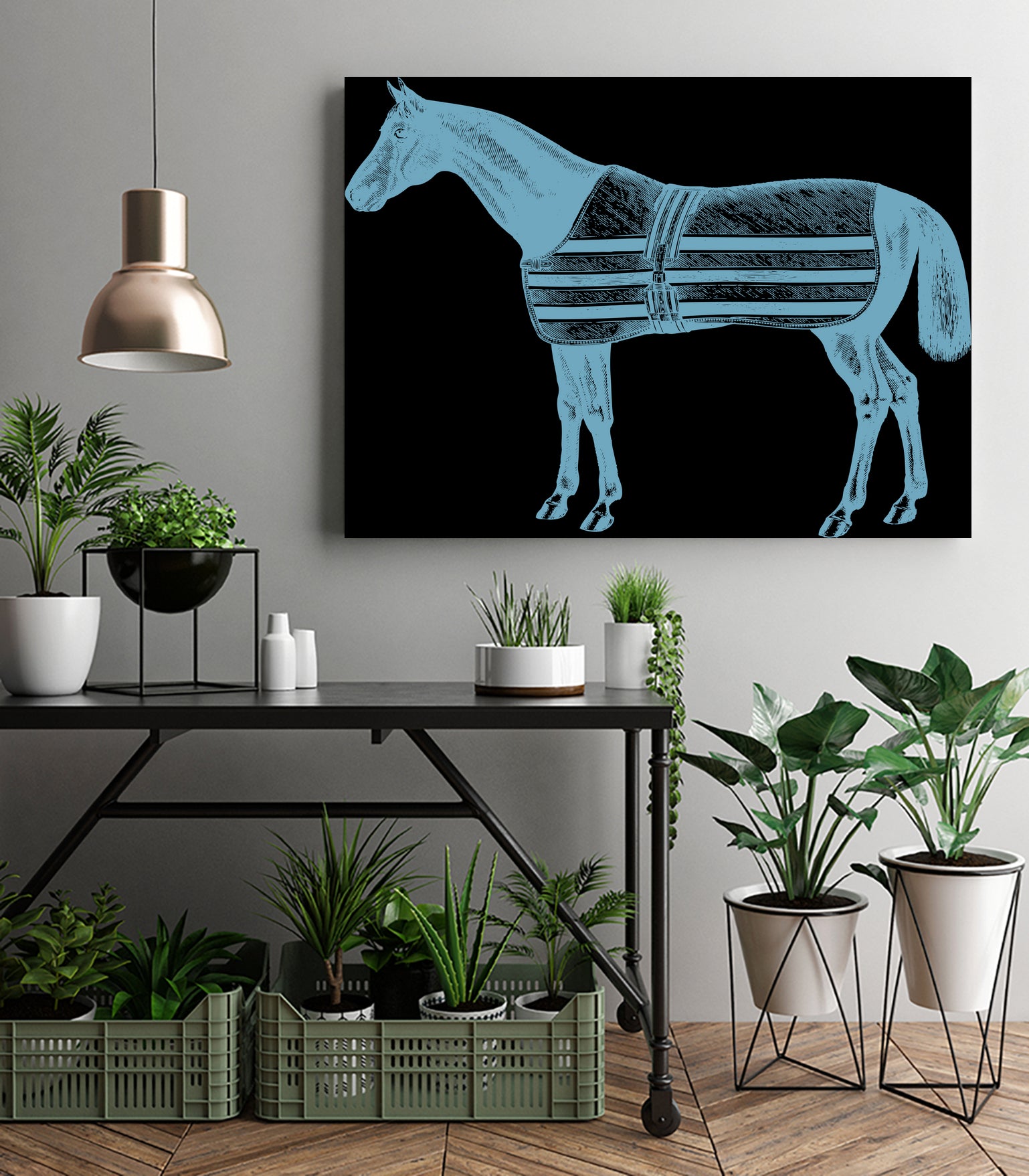 HORSE LT BLUE by Thomas Fernez on GIANT ART - blue digital drawing