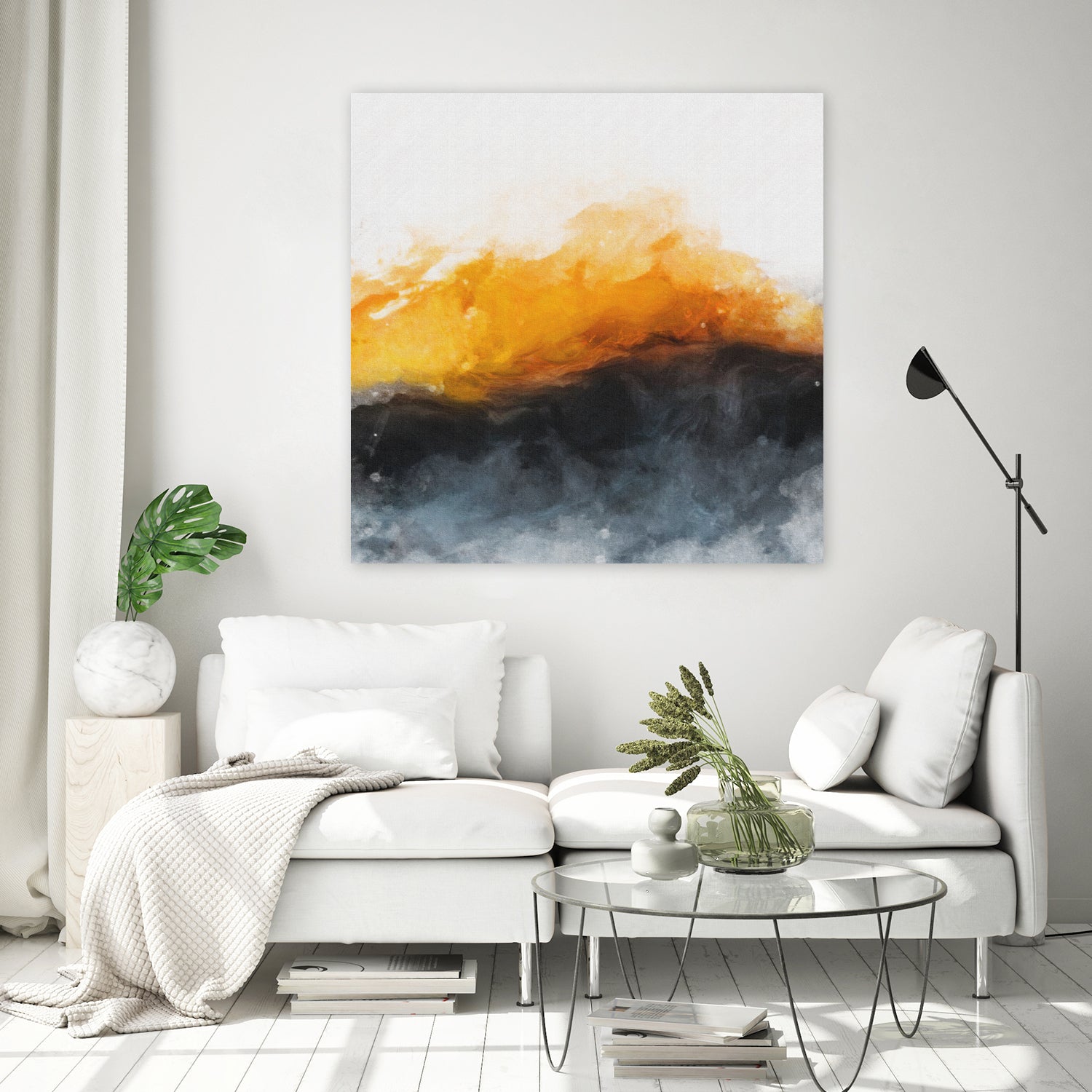 The abstraction is black and yellow. by Ievgeniia Bidiuk on GIANT ART - yellow 3d art